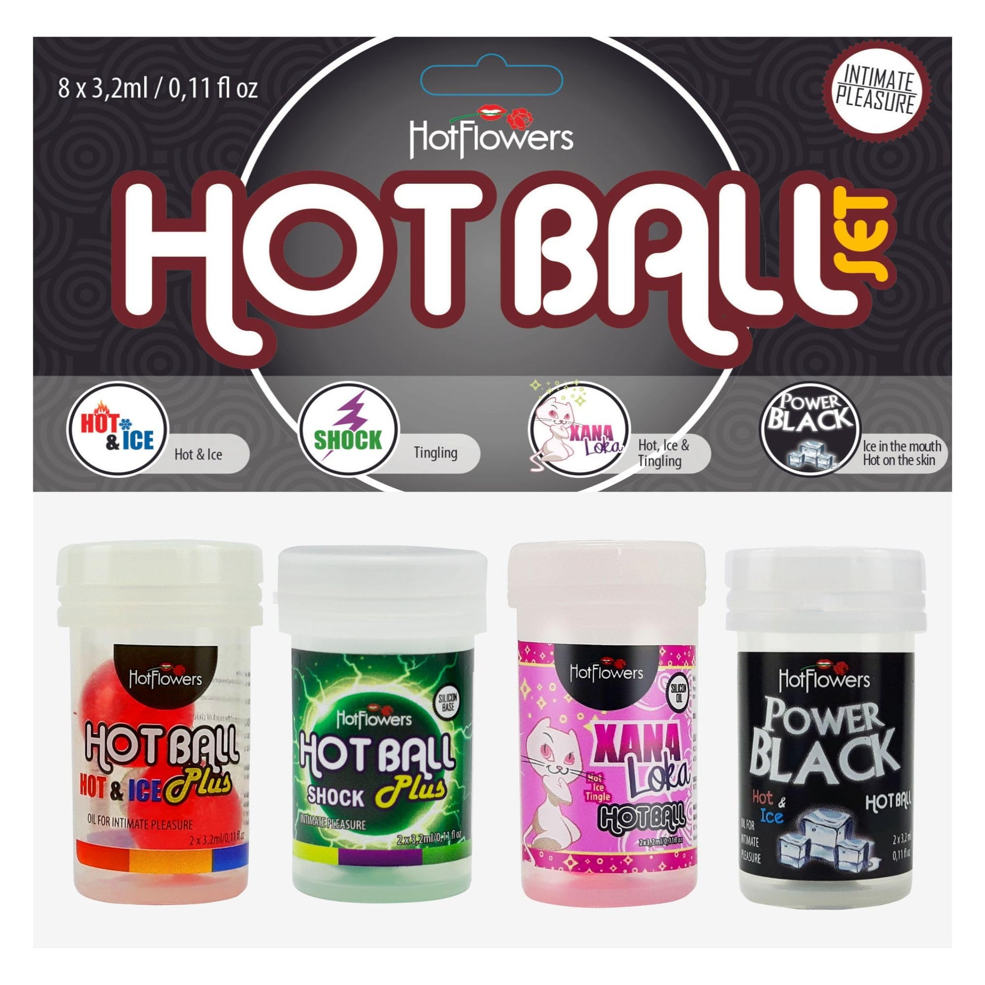 Hot Ball Set - Hot&Ice, Shock, Xana Loka, Power Black - Hot Flowers Hot Balls – Brazilian Ball