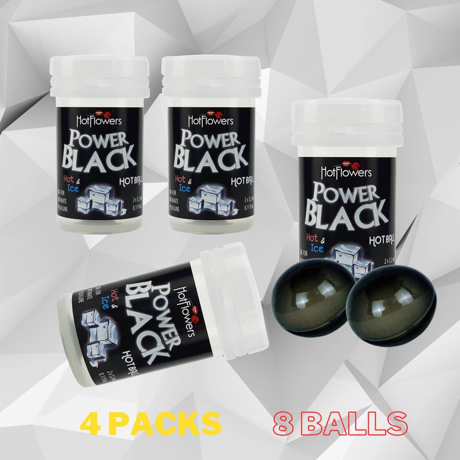 Hot Ball Set - Power Black - Warm and Refresh The Skin with Cinnamon, Eucalyptus and Mint - Hot Flowers - Brazilian Ball (Pack w 4)