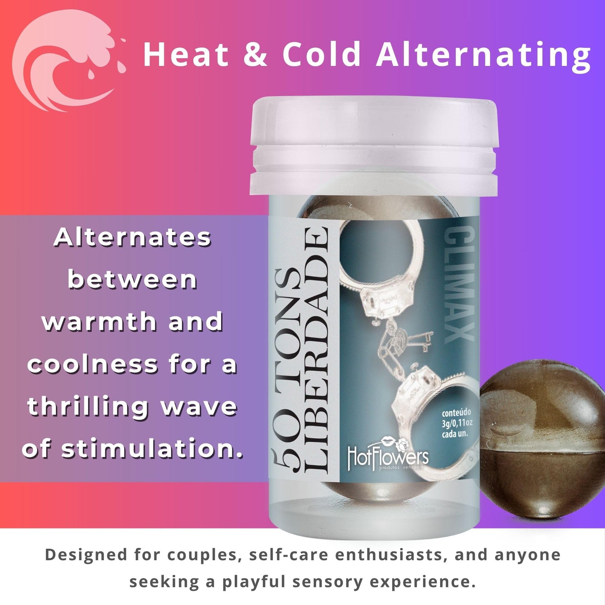 Hot Ball Pleasure Kit – 4 Massage Oil Balls: Desire, Passion, Climax & Esfera Chinesa – Cooling, Warming & Pulsing Sensations – 2 Capsules Each – Skin-Friendly Massage Gel