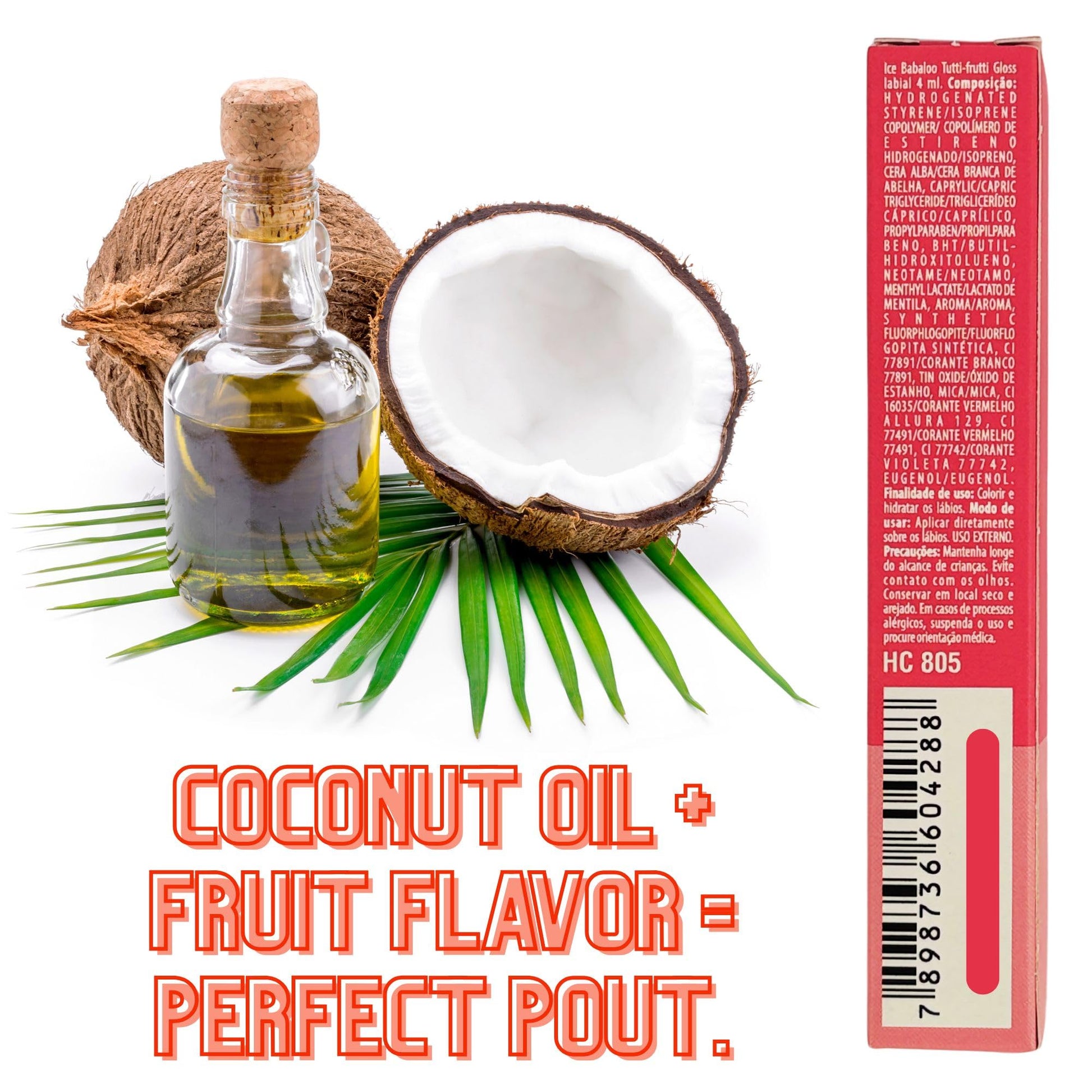 HOT FLOWERS Ice Babaloo Lip Gloss – Moisturizing Gloss with Coconut Oil – Hydrating & Flavored – 15g