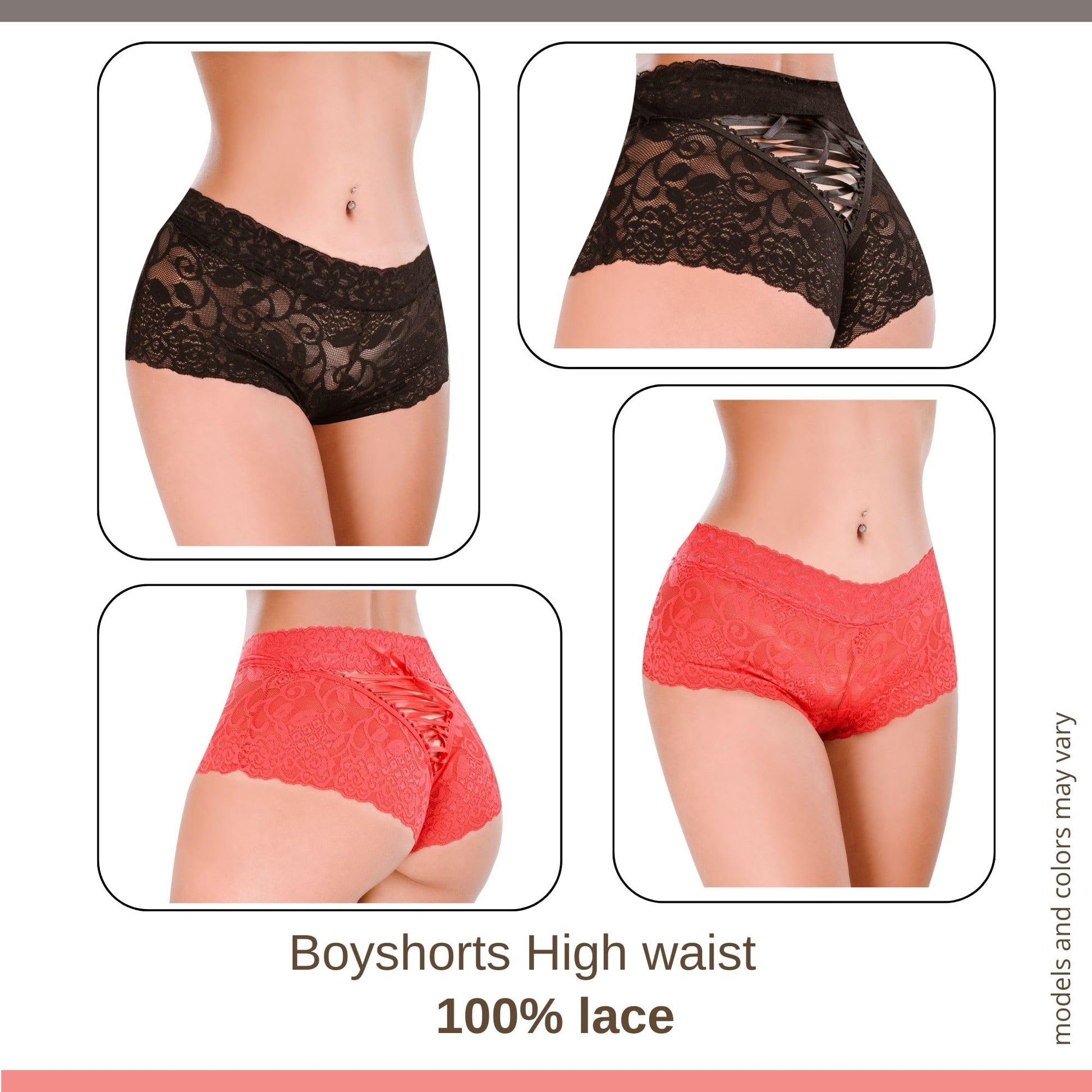 HOT FLOWERS Ultimate Women Special Sexy Underwear Pack of 8 Variety of Panties – Boyshort G-String Thongs Crotchless - Adjustable Waist