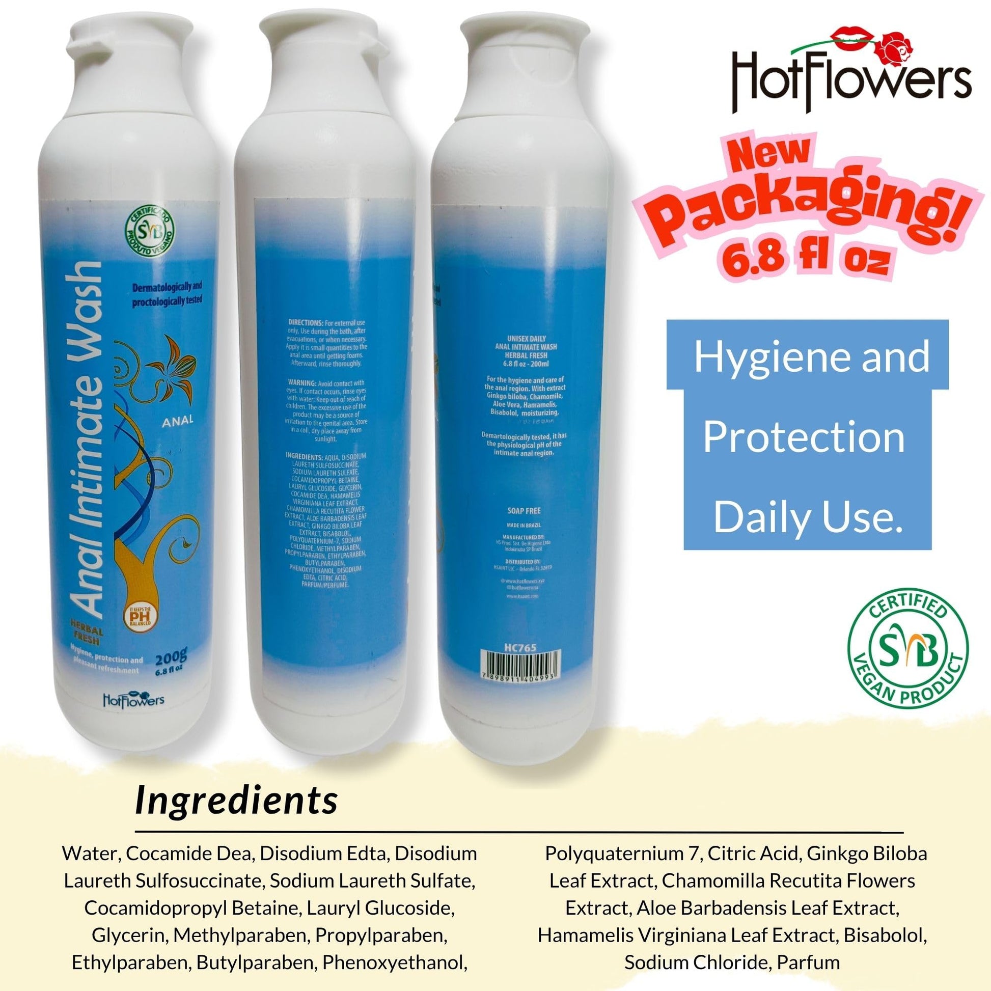 Herbal Fresh Unisex Anal Intimate Wash for Personal Care, pH Balanced for Essentials Body Health, Daily Use, Dry Skin, Proctologist Tested