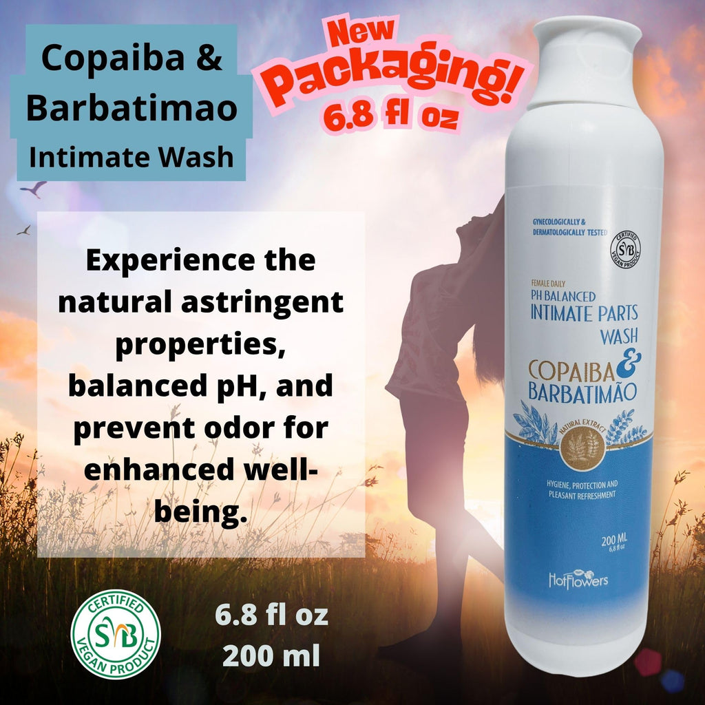 HOT FLOWERS Copaiba Barbatimao Feminine Wash for Intimate Care, Women pH Balanced for Essentials Body Health, Daily Use, Gynecologist and Dermatologist Tested, 4.4 fl oz