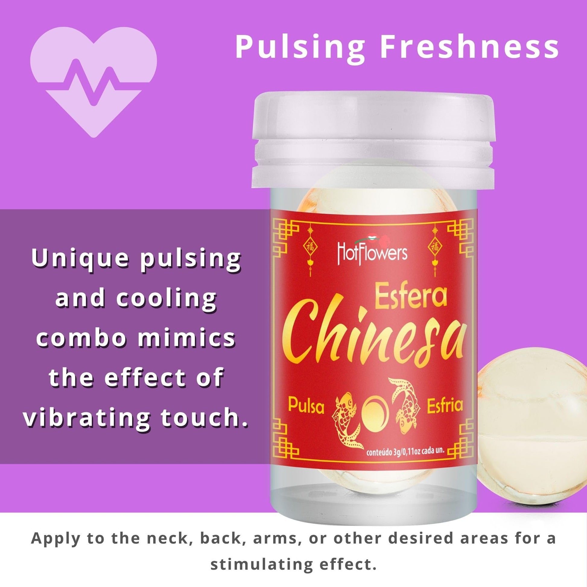 Hot Ball Pleasure Kit – 4 Massage Oil Balls: Desire, Passion, Climax & Esfera Chinesa – Cooling, Warming & Pulsing Sensations – 2 Capsules Each – Skin-Friendly Massage Gel