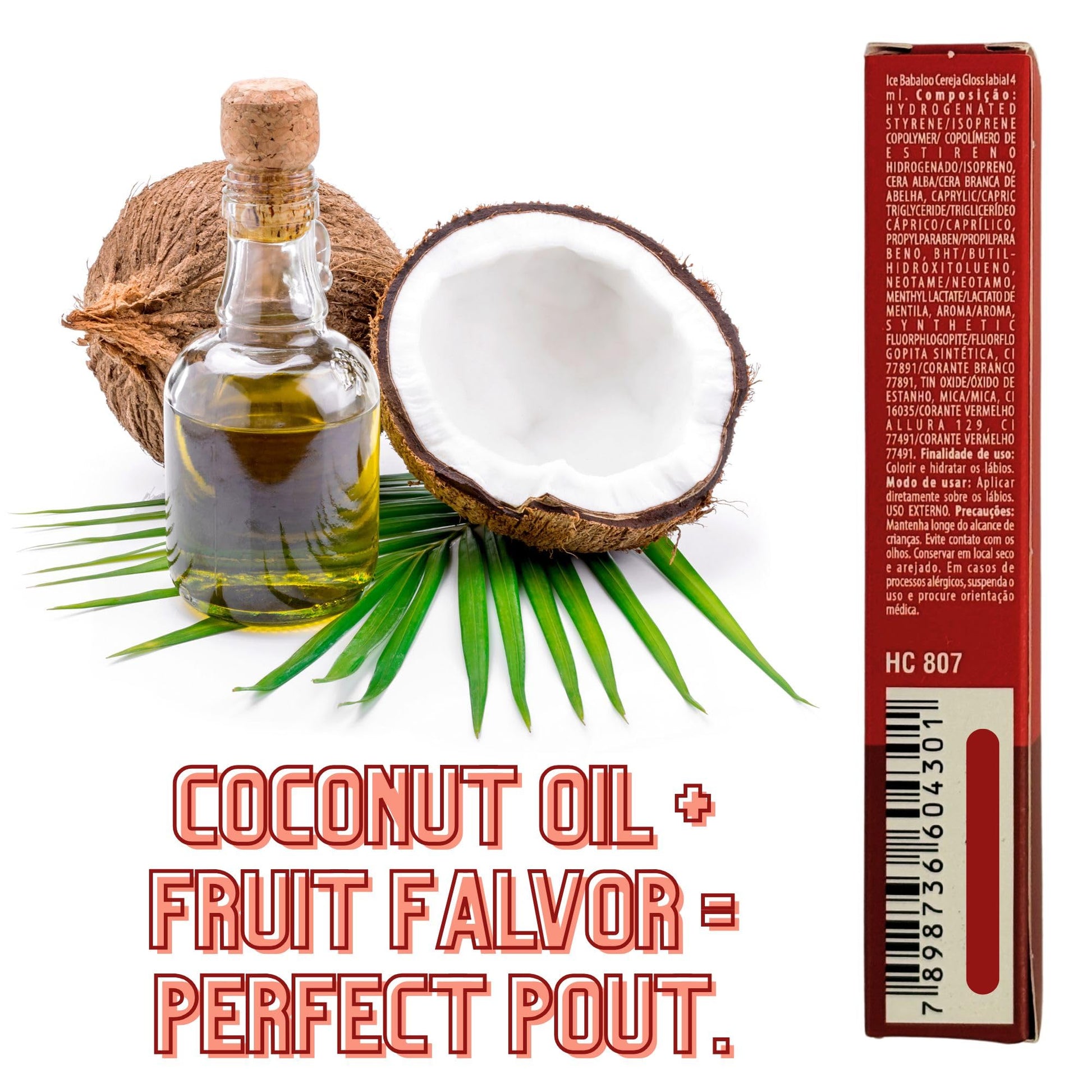 HOT FLOWERS Ice Babaloo Lip Gloss – Moisturizing Gloss with Coconut Oil – Hydrating & Flavored – 15g