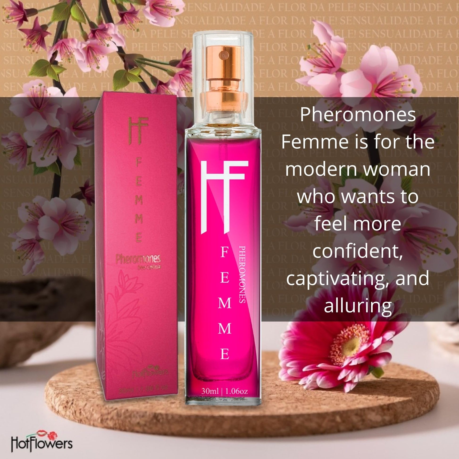 HOT FLOWERS Pheromones Woman Femme Deo Cologne – Seductive Feminine Fragrance with Pheromones – Long-Lasting Aphrodisiac Scent