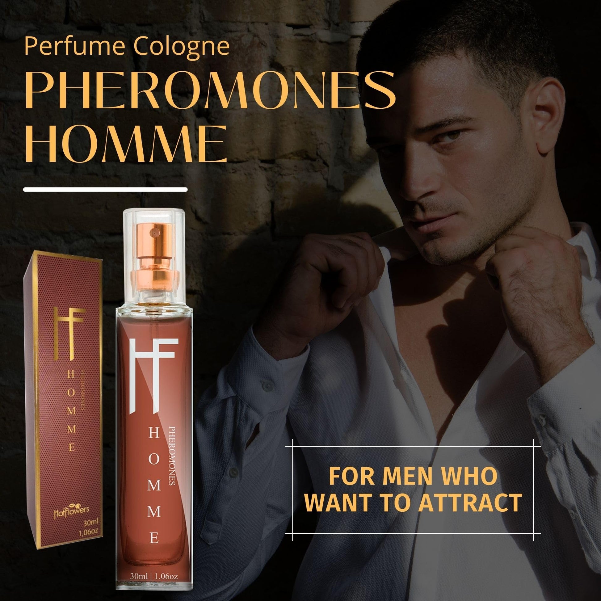 HOT FLOWERS Pheromones Man Homme Deo Cologne – Masculine Fragrance with Pheromones – Long-Lasting Seductive Scent