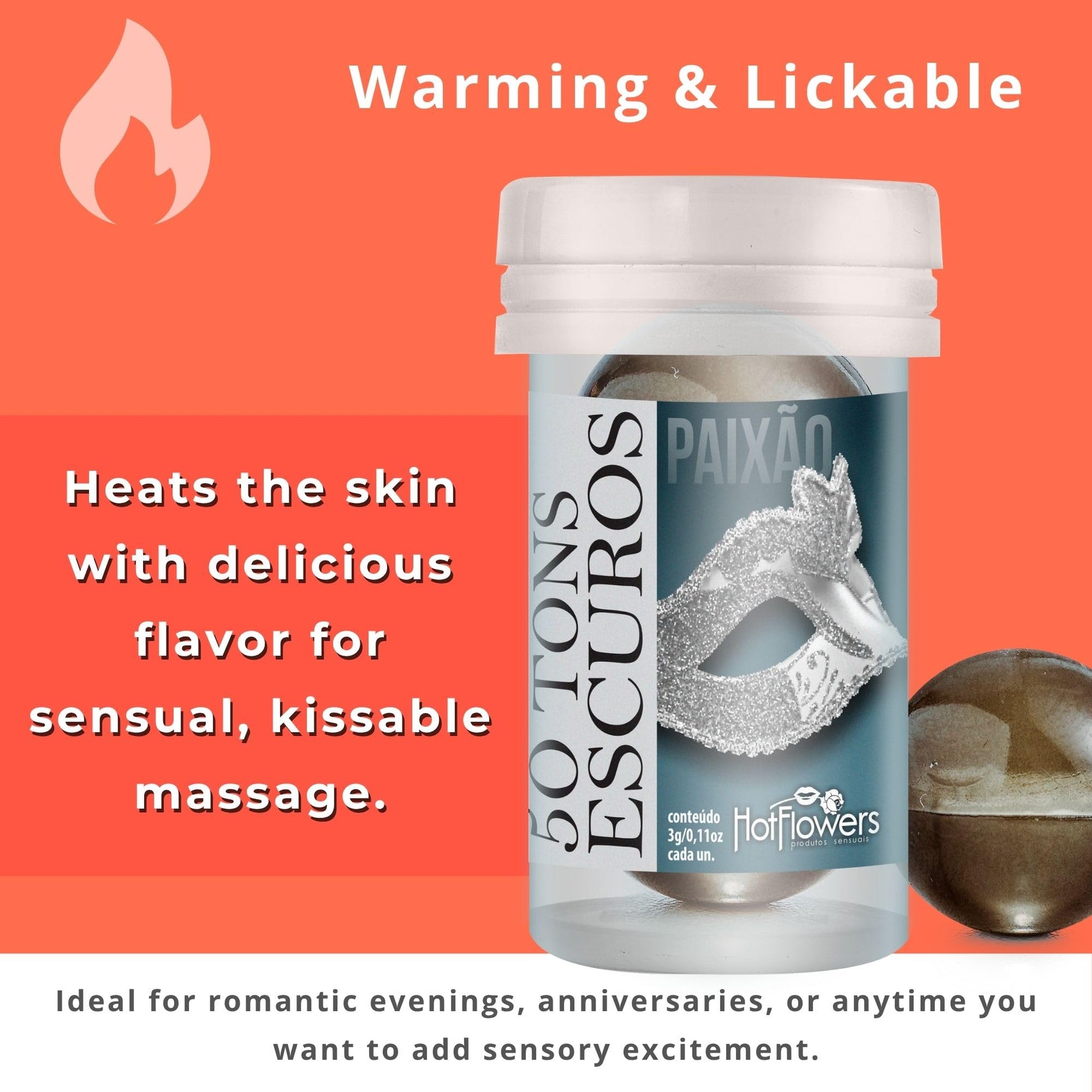Hot Ball Pleasure Kit – 4 Massage Oil Balls: Desire, Passion, Climax & Esfera Chinesa – Cooling, Warming & Pulsing Sensations – 2 Capsules Each – Skin-Friendly Massage Gel