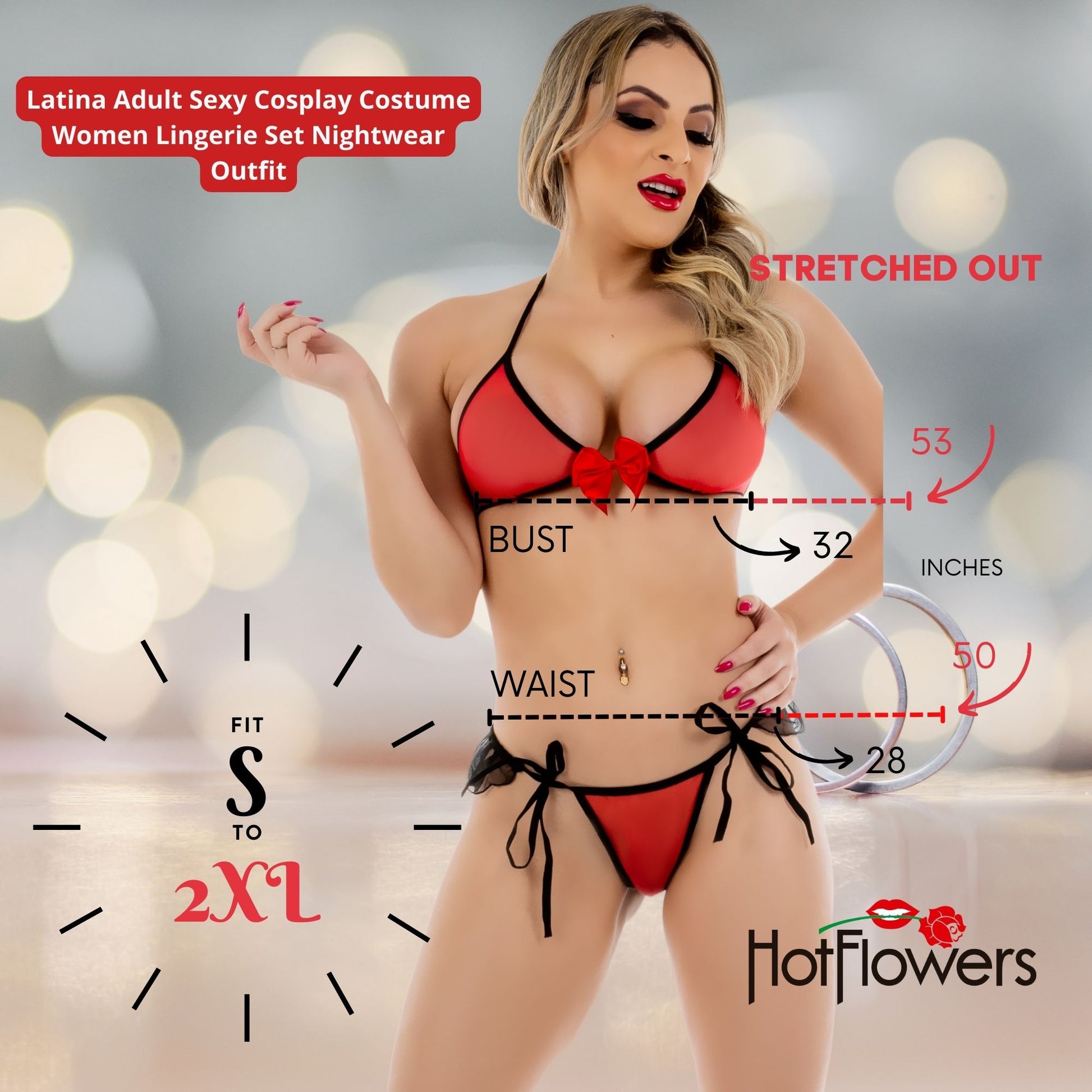Women's Two-Piece Sheer Lingerie Costume with Ruffle G-String