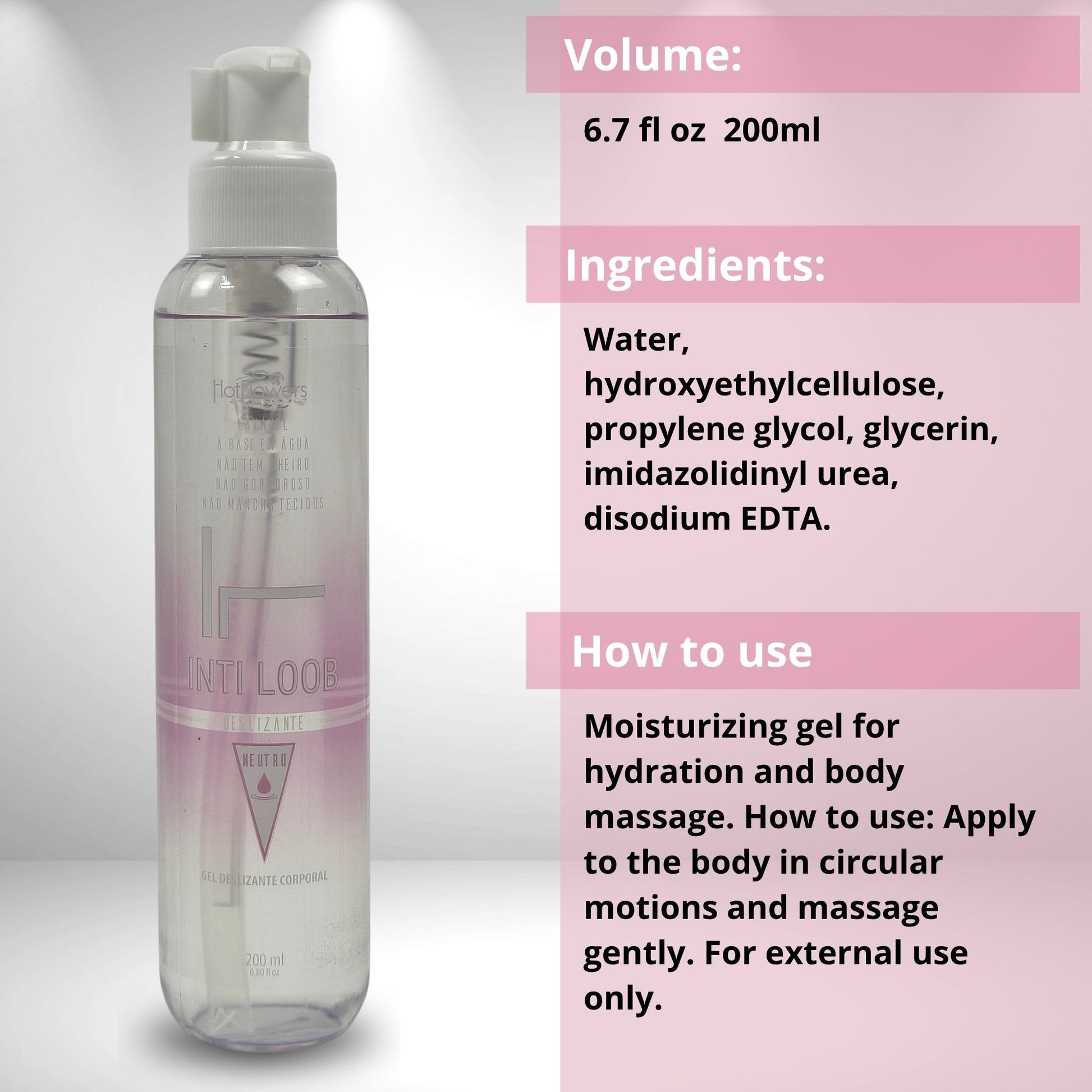 HOT FLOWERS Intiloob Body Massage Glide Gel, Water-Based Formula for Smooth Body Massage, Non-Sticky, Easy to Clean, 200ml / 6.76 fl oz