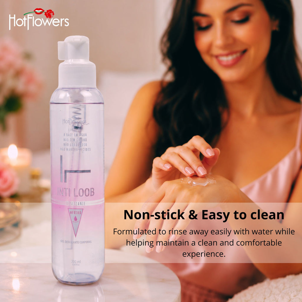 HOT FLOWERS Intiloob Body Massage Glide Gel, Water-Based Formula for Smooth Body Massage, Non-Sticky, Easy to Clean, 200ml / 6.76 fl oz