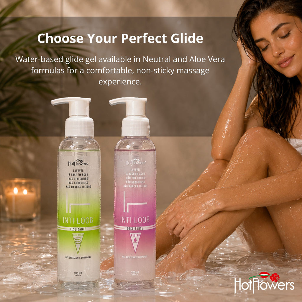 HOT FLOWERS Intiloob Body Massage Glide Gel, Water-Based Formula for Smooth Body Massage, Non-Sticky, Easy to Clean, 200ml / 6.76 fl oz