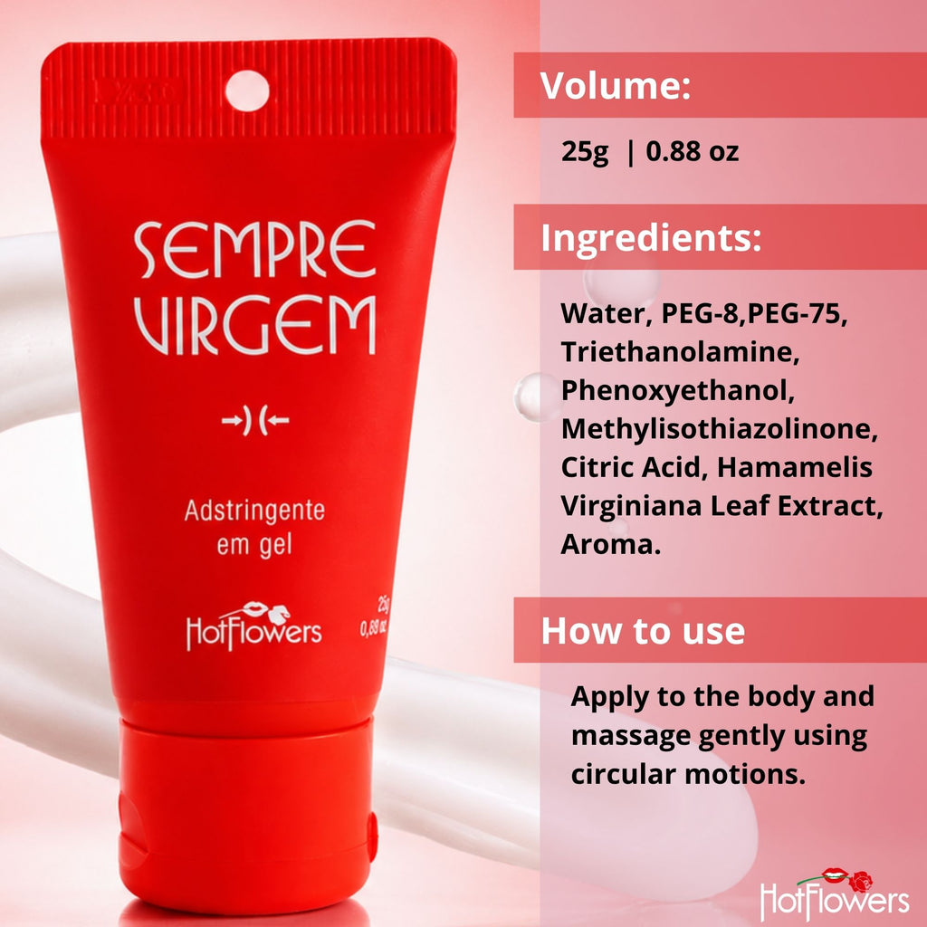 HOT FLOWERS Sempre Virgem Feminine Astringent Gel with Witch Hazel Extract, Refreshing Intimate Care Formula, 25g