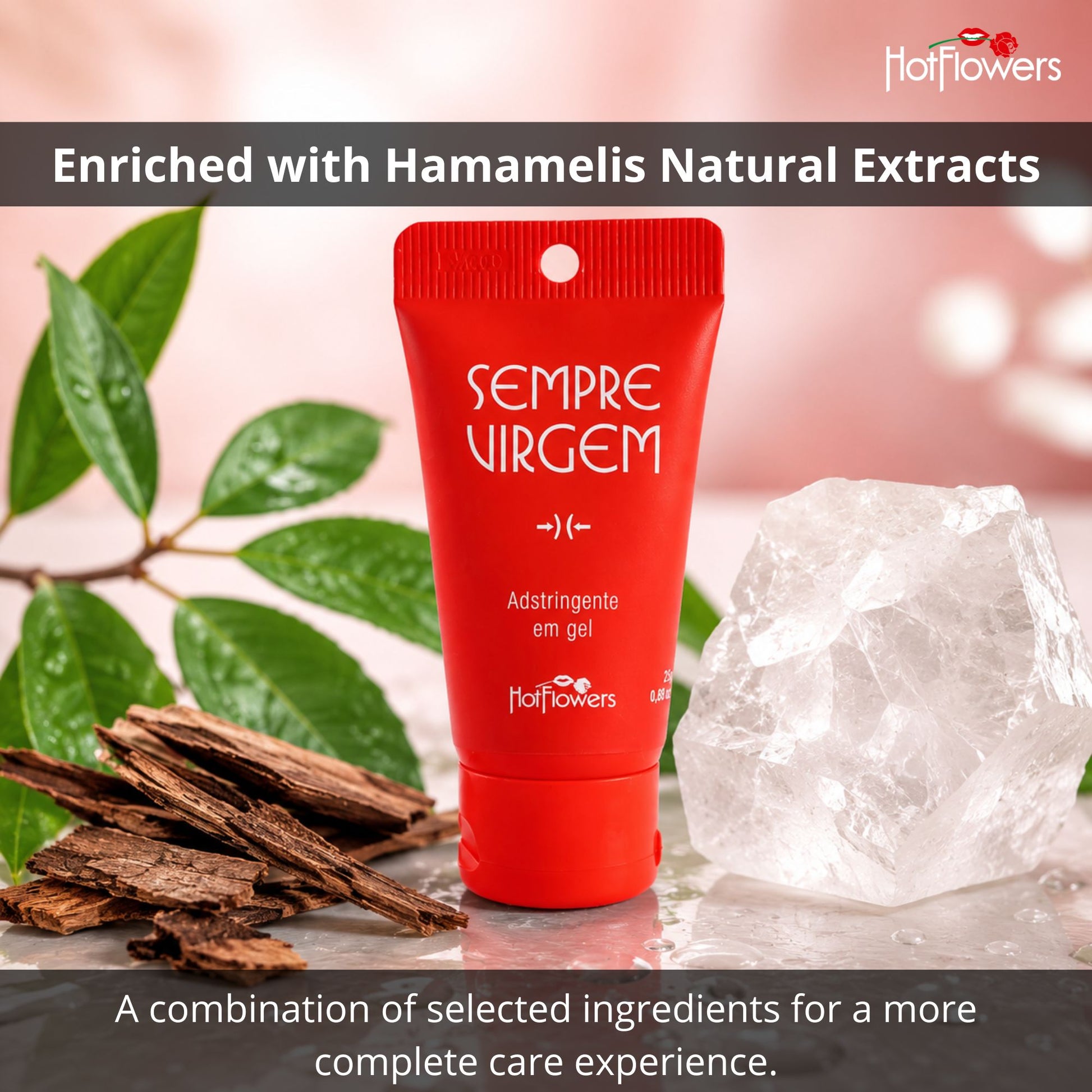 HOT FLOWERS Sempre Virgem Feminine Astringent Gel with Witch Hazel Extract, Refreshing Intimate Care Formula, 25g