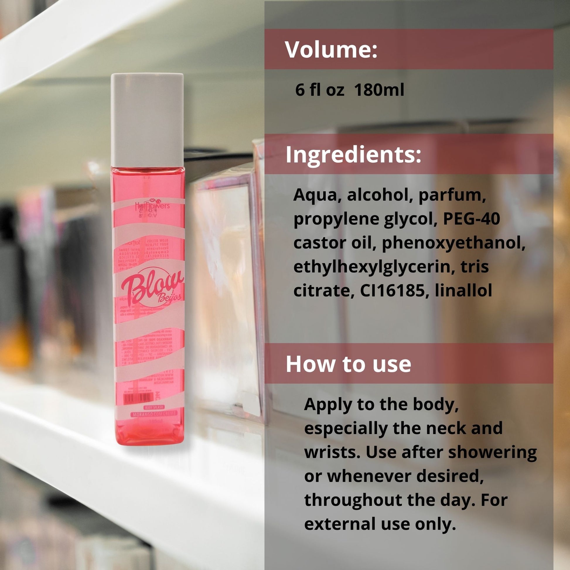 HOT FLOWERS Blow Girl Body Splash for Women, Strawberry Sweet Cream Fragrance, Refreshing Long-Lasting Body Mist, 180ml / 6 fl oz