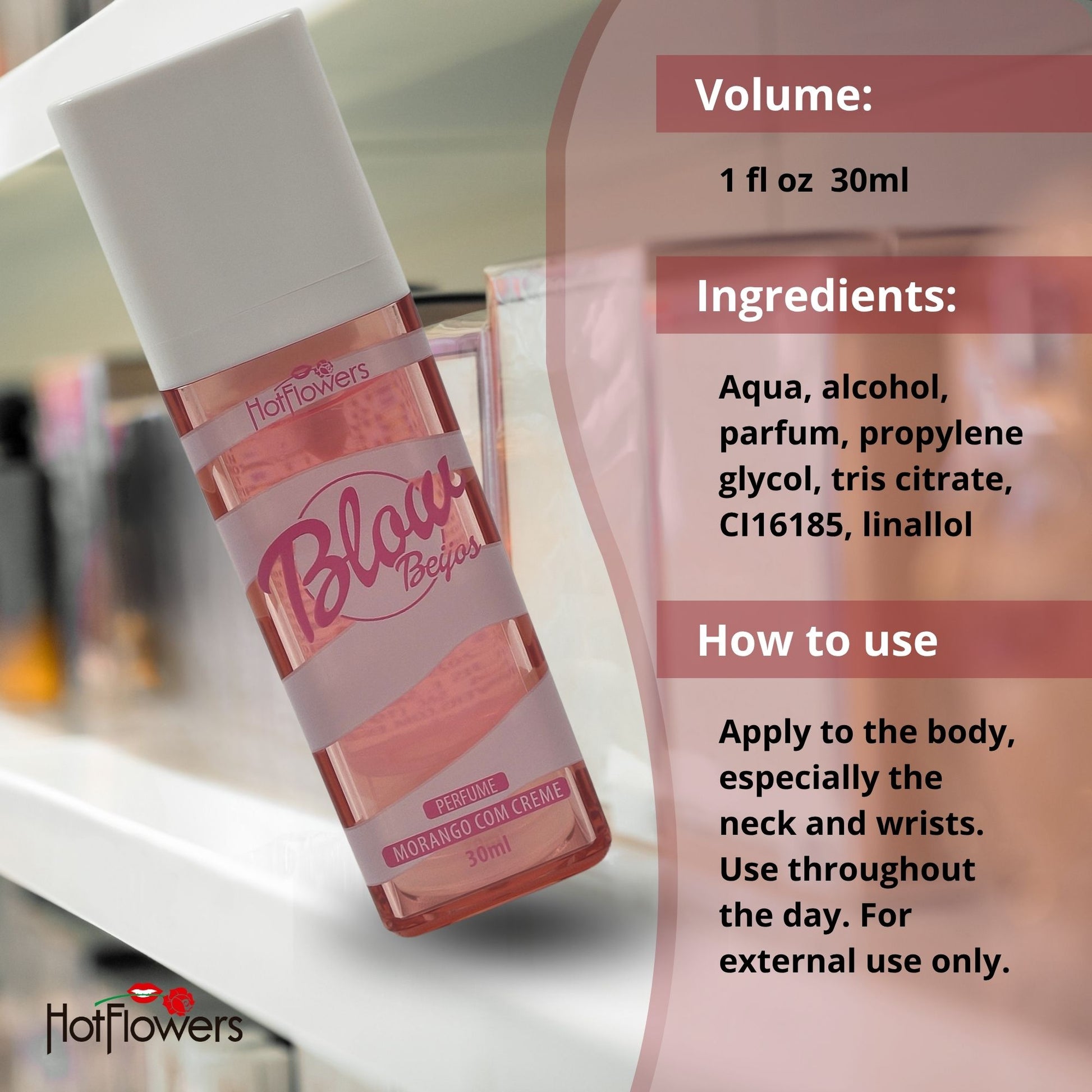 HOT FLOWERS Blow Girl Beijos Eau de Parfum for Women, Sweet Feminine Fragrance Spray, Travel Size Everyday Perfume, 30ml / 1 fl oz