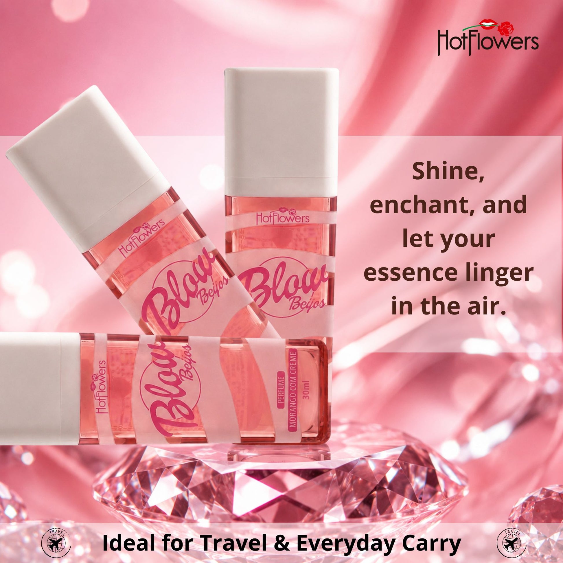 HOT FLOWERS Blow Girl Beijos Eau de Parfum for Women, Sweet Feminine Fragrance Spray, Travel Size Everyday Perfume, 30ml / 1 fl oz