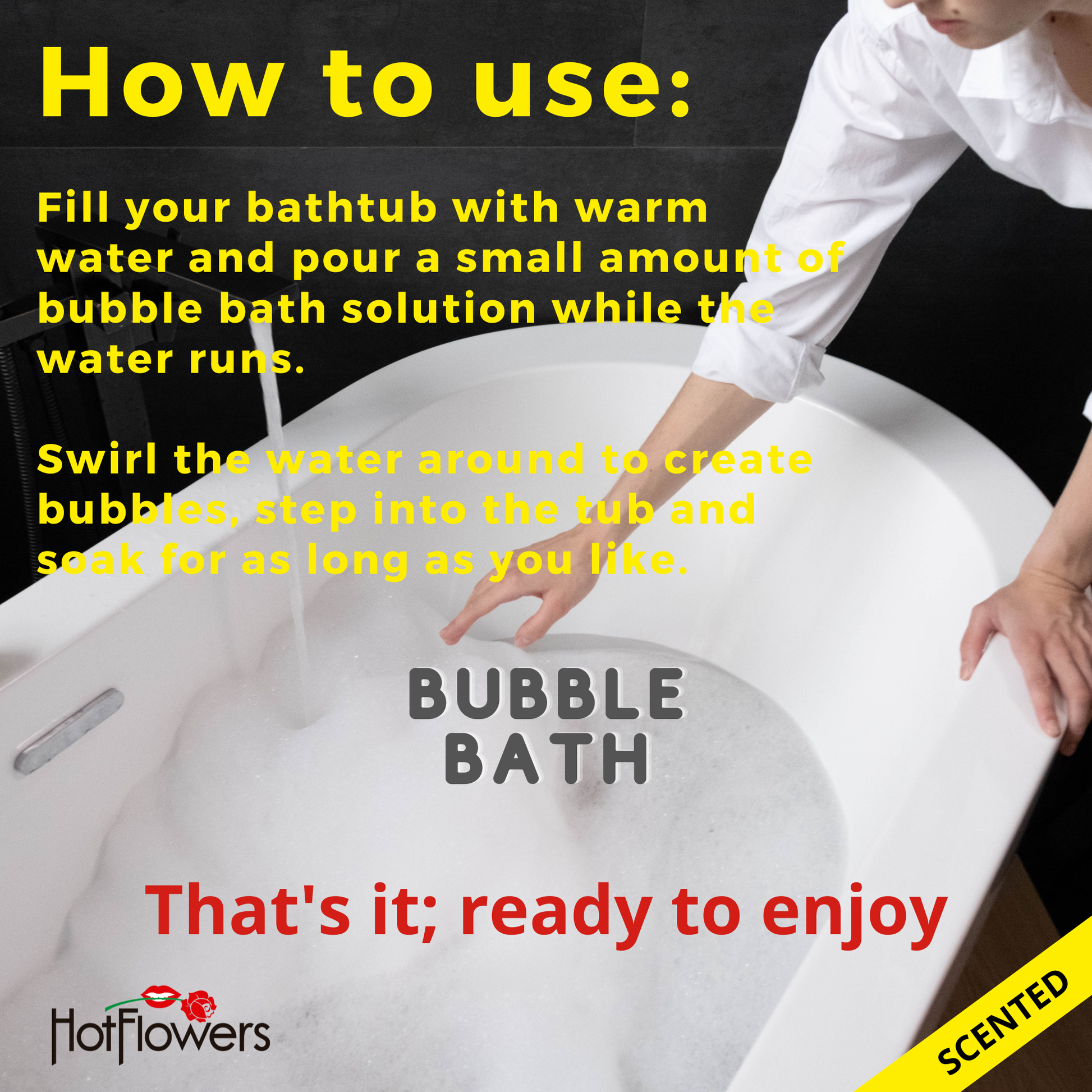 Hot Flowers Strawberry with Champagne Bubble Bath Scented – Women and Men Bath Foam Products – Relaxing, Foaming, and Moisturizing Adult Soak – Special Small Champagne-Shaped Pet Bottle - 5.28 FL OZ