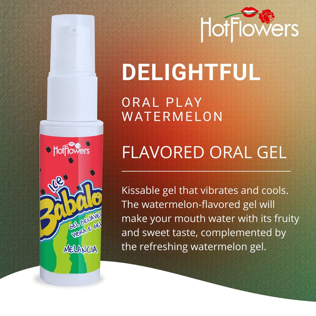 Hotflowers Babaloo Oral Ice Flavored Body Gel – Water-Based Cooling Massage Gel, Kissable & Refreshing, Unisex Relaxation Formula – Tutti-Frutti, Watermelon, Grape & Cherry – 15g Each