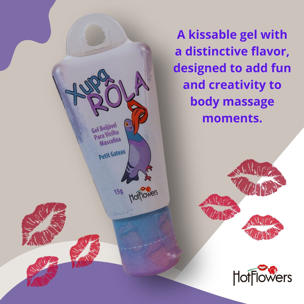 HOT FLOWERS Xupa Rola Kissable Body Massage Gel, Water-Based & Edible, Flavored Petit Gateau, Non-Sticky, No Stain