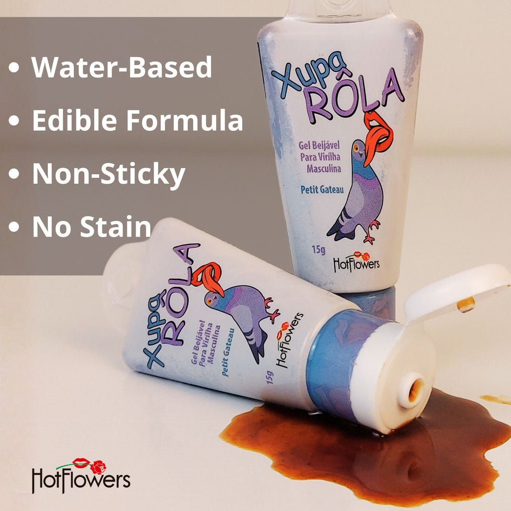 HOT FLOWERS Xupa Rola Kissable Body Massage Gel, Water-Based & Edible, Flavored Petit Gateau, Non-Sticky, No Stain