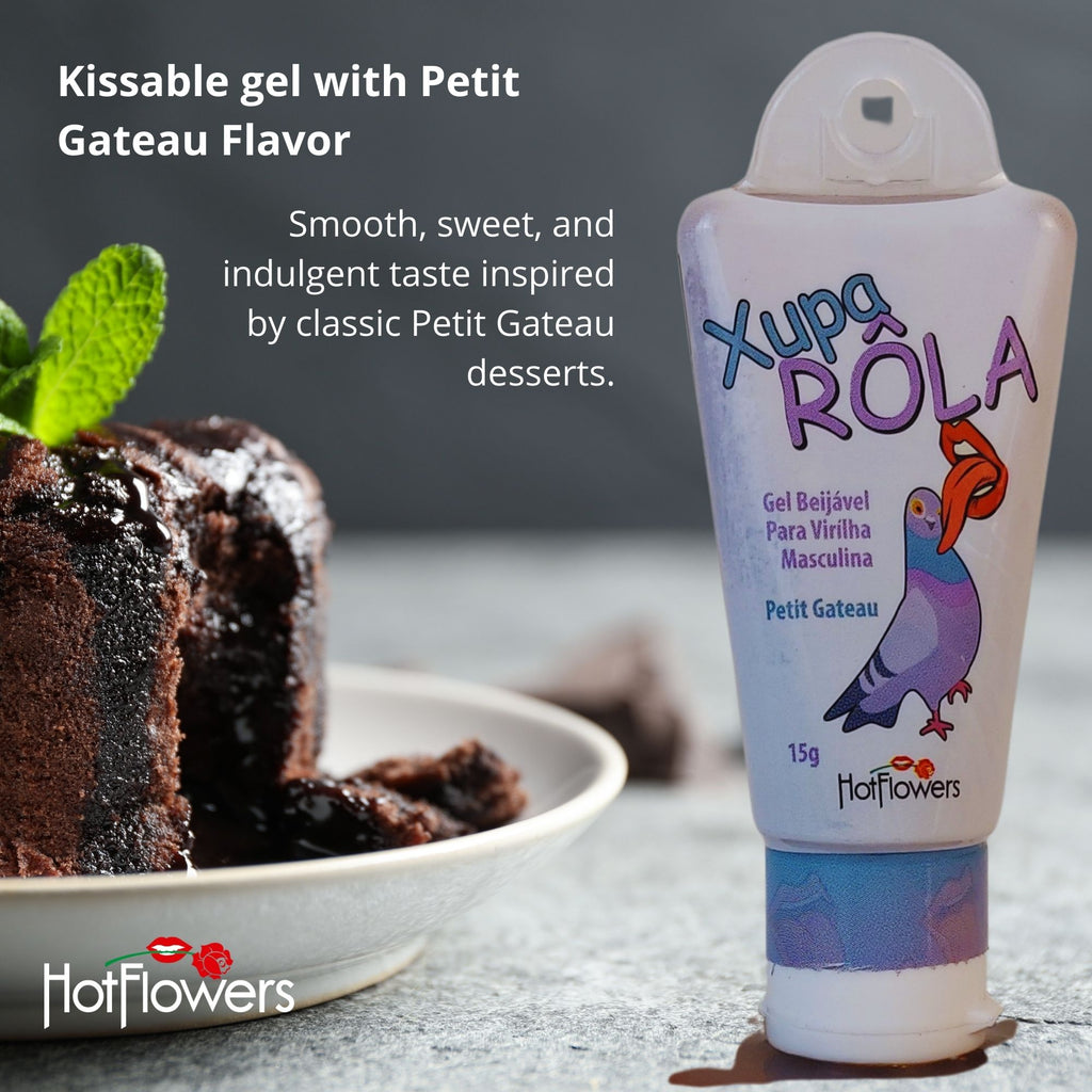 HOT FLOWERS Xupa Rola Kissable Body Massage Gel, Water-Based & Edible, Flavored Petit Gateau, Non-Sticky, No Stain