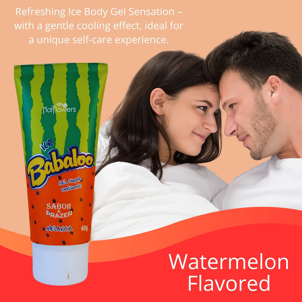 Hot Flowers Babaloo Hydrating Glide Gel with Cooling Sensation – Water-Based Formula – Fruity Aromas of Grape or Watermelon – 60g