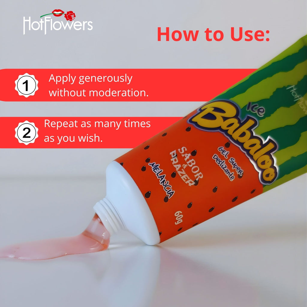 Hot Flowers Babaloo Hydrating Glide Gel with Cooling Sensation – Water-Based Formula – Fruity Aromas of Grape or Watermelon – 60g