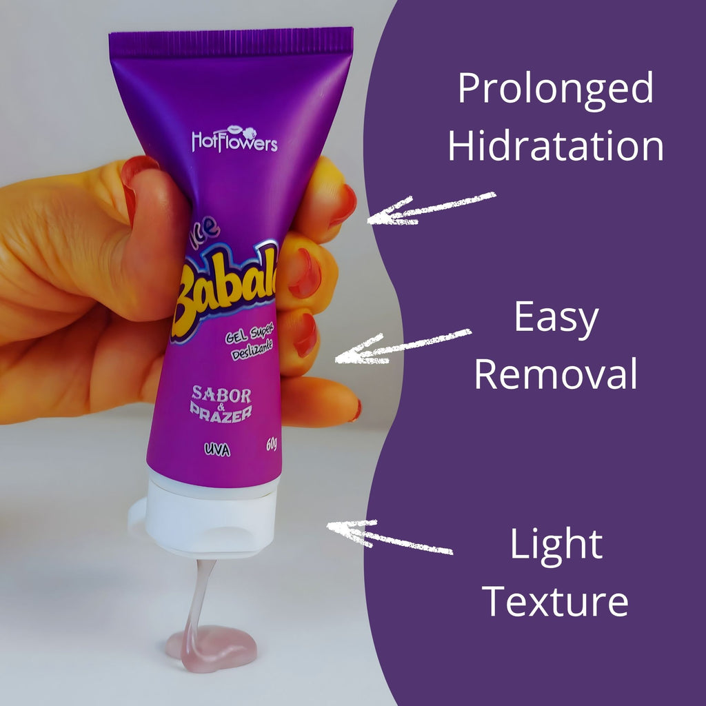 Hot Flowers Babaloo Hydrating Glide Gel with Cooling Sensation – Water-Based Formula – Fruity Aromas of Grape or Watermelon – 60g