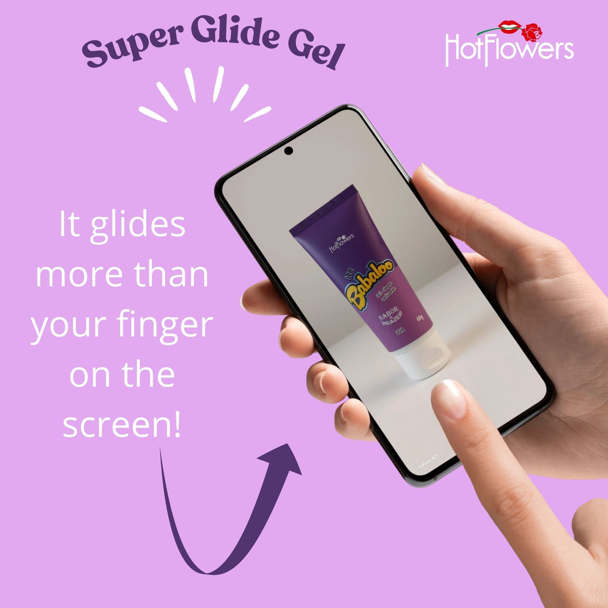 Hot Flowers Babaloo Hydrating Glide Gel with Cooling Sensation – Water-Based Formula – Fruity Aromas of Grape or Watermelon – 60g