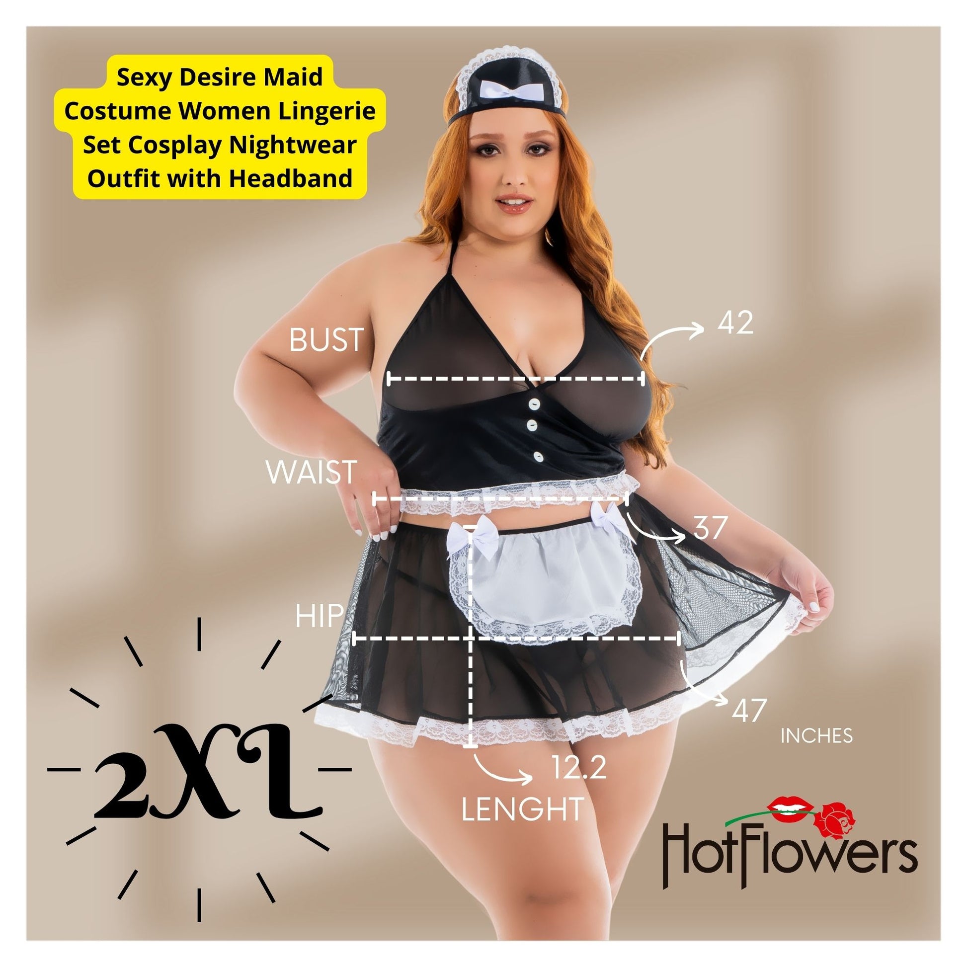 Sexy French Maid Costume Women Cosplay Lingerie Outfit Nightwear Set