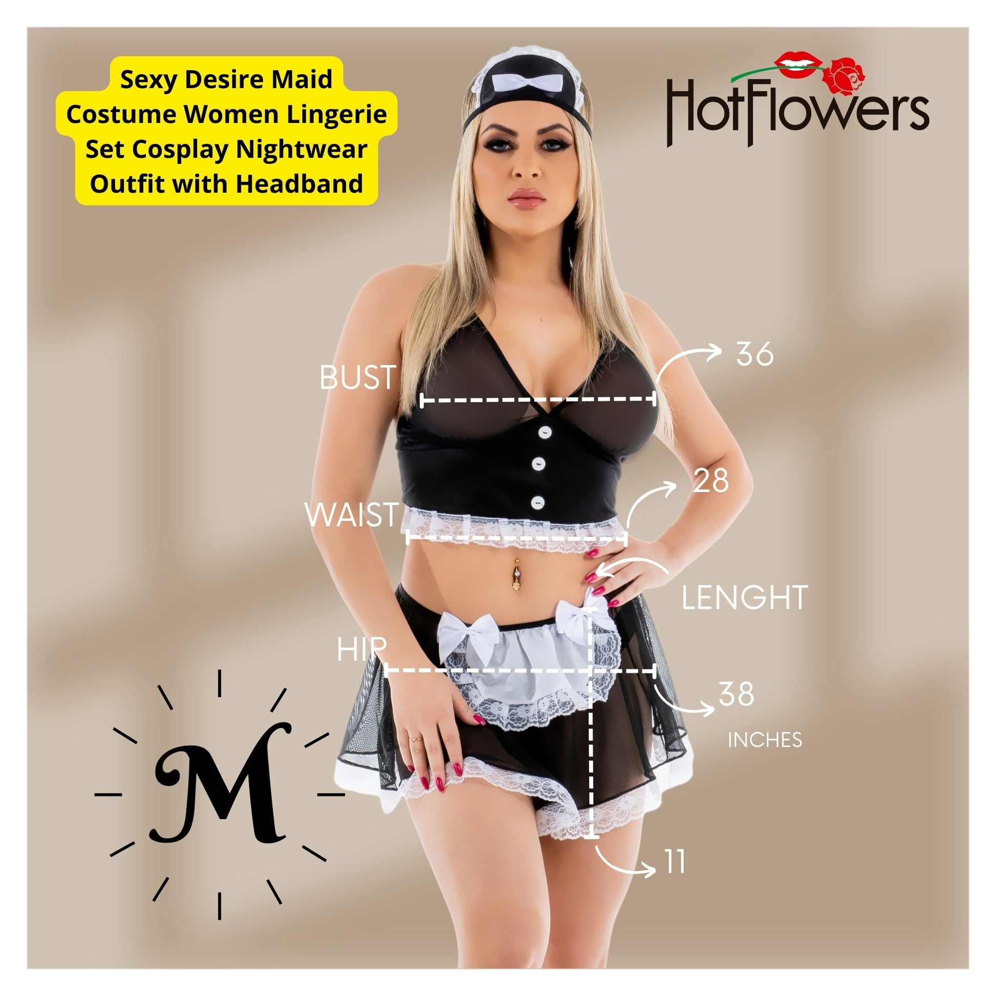 Sexy French Maid Costume Women Cosplay Lingerie Outfit Nightwear Set