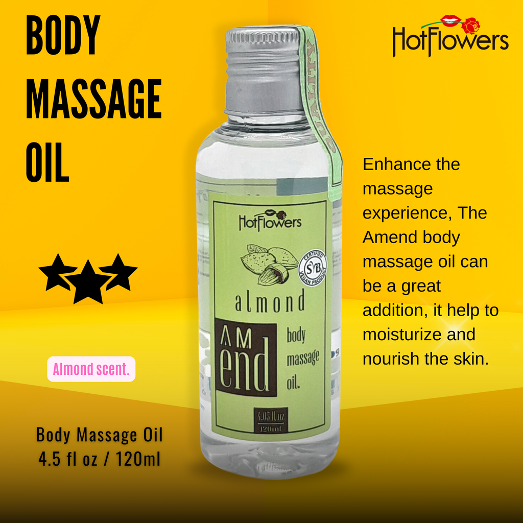 HOT FLOWERS Almond Body Sensual Massage Oil Set for Moisturizer and Nourish The Skin – Women and Couples (Almond)
