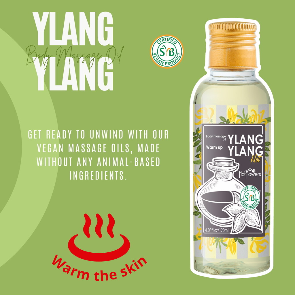HOT FLOWERS Ylang-Ylang Body Sensual Massage Oil Set for Moisturizer and Nourish The Skin – Women and Couples