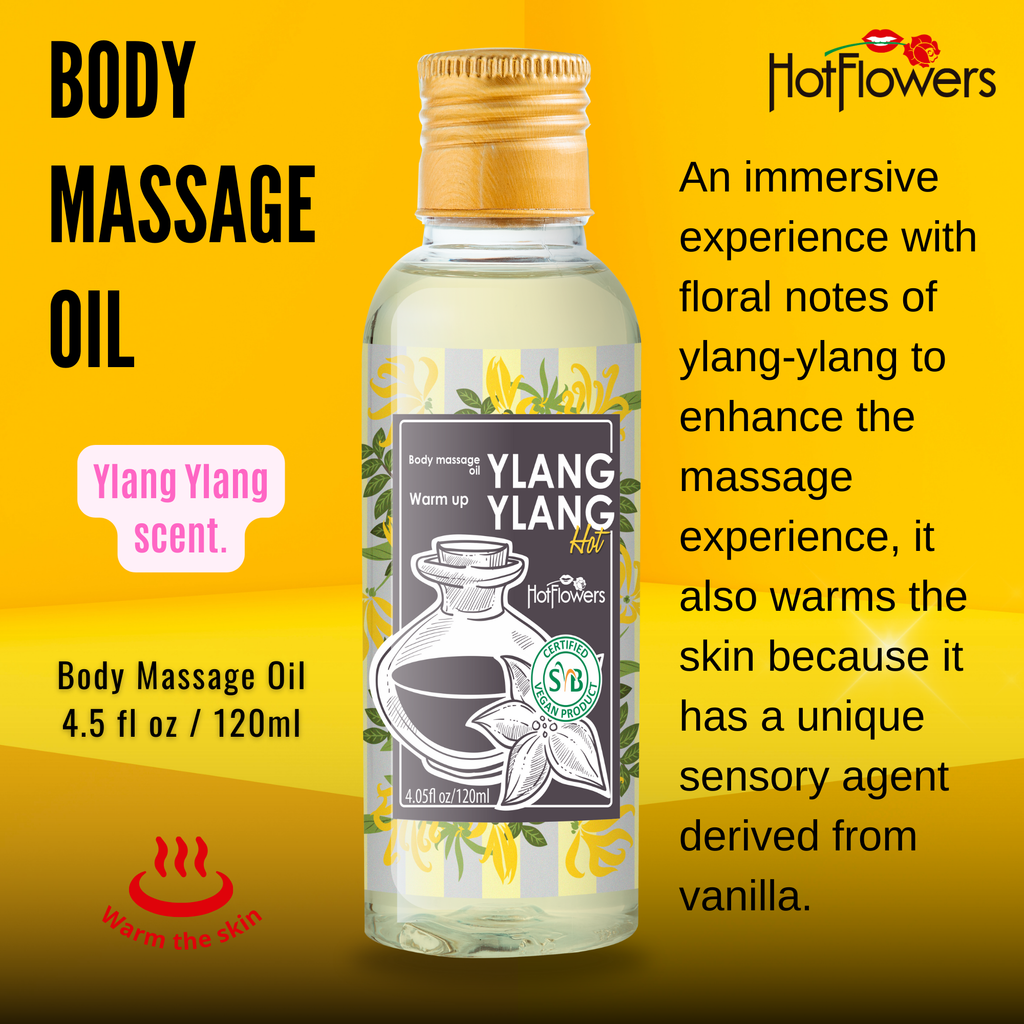 HOT FLOWERS Ylang-Ylang Body Sensual Massage Oil Set for Moisturizer and Nourish The Skin – Women and Couples