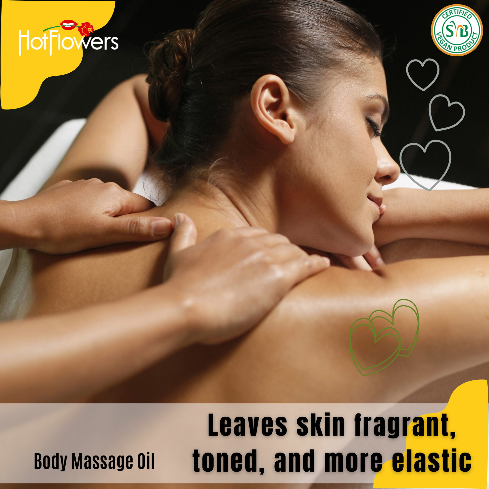 HOT FLOWERS Ylang-Ylang Body Sensual Massage Oil Set for Moisturizer and Nourish The Skin – Women and Couples