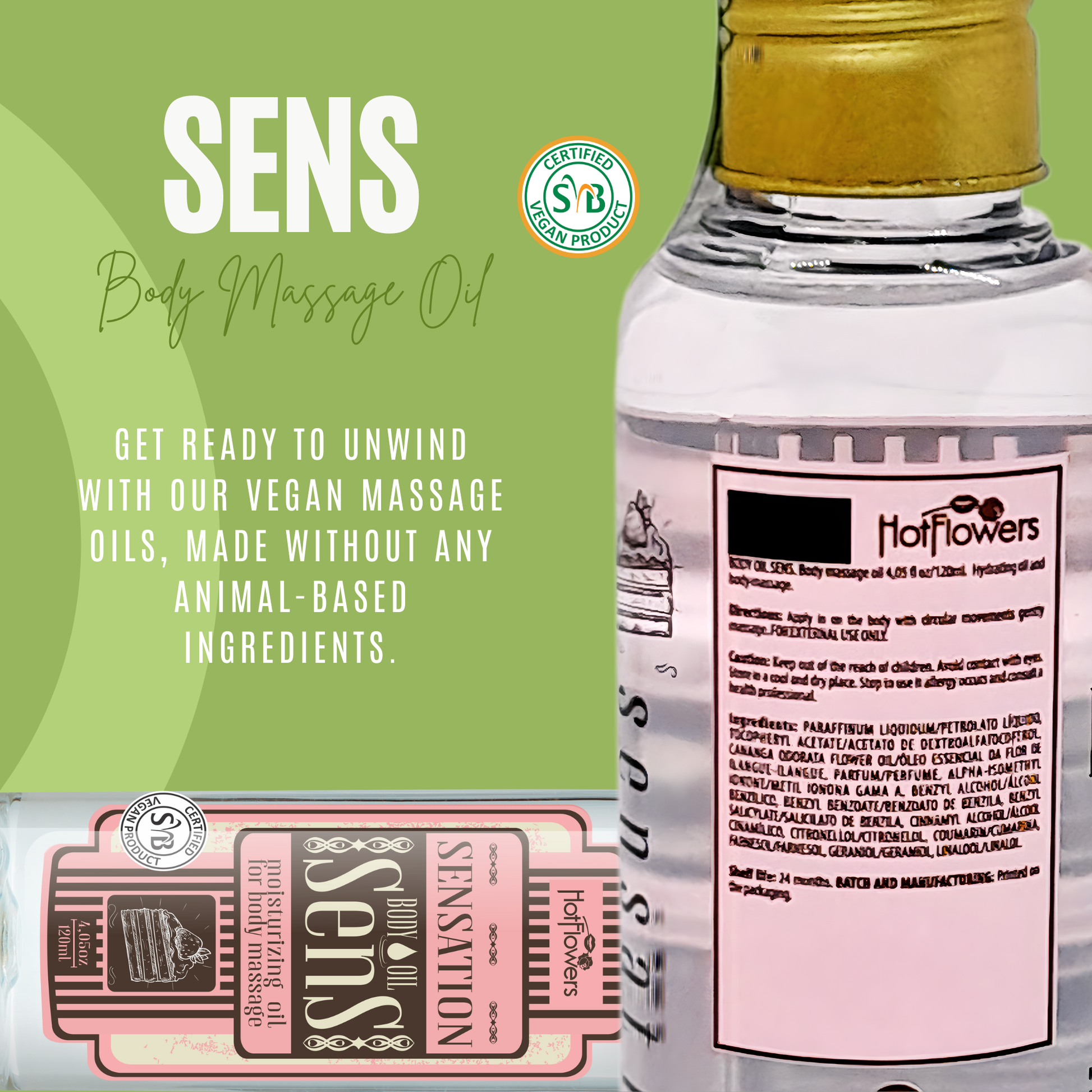 HOT FLOWERS Seins Sensations Body Sensual Kissable Massage Oil for Moisturizer and Nourish The Skin – Women and Couples