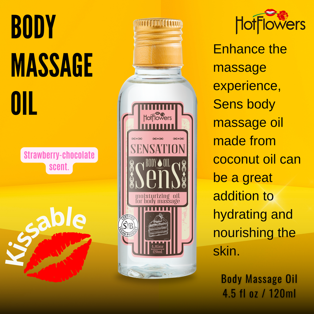 HOT FLOWERS Seins Sensations Body Sensual Kissable Massage Oil for Moisturizer and Nourish The Skin – Women and Couples