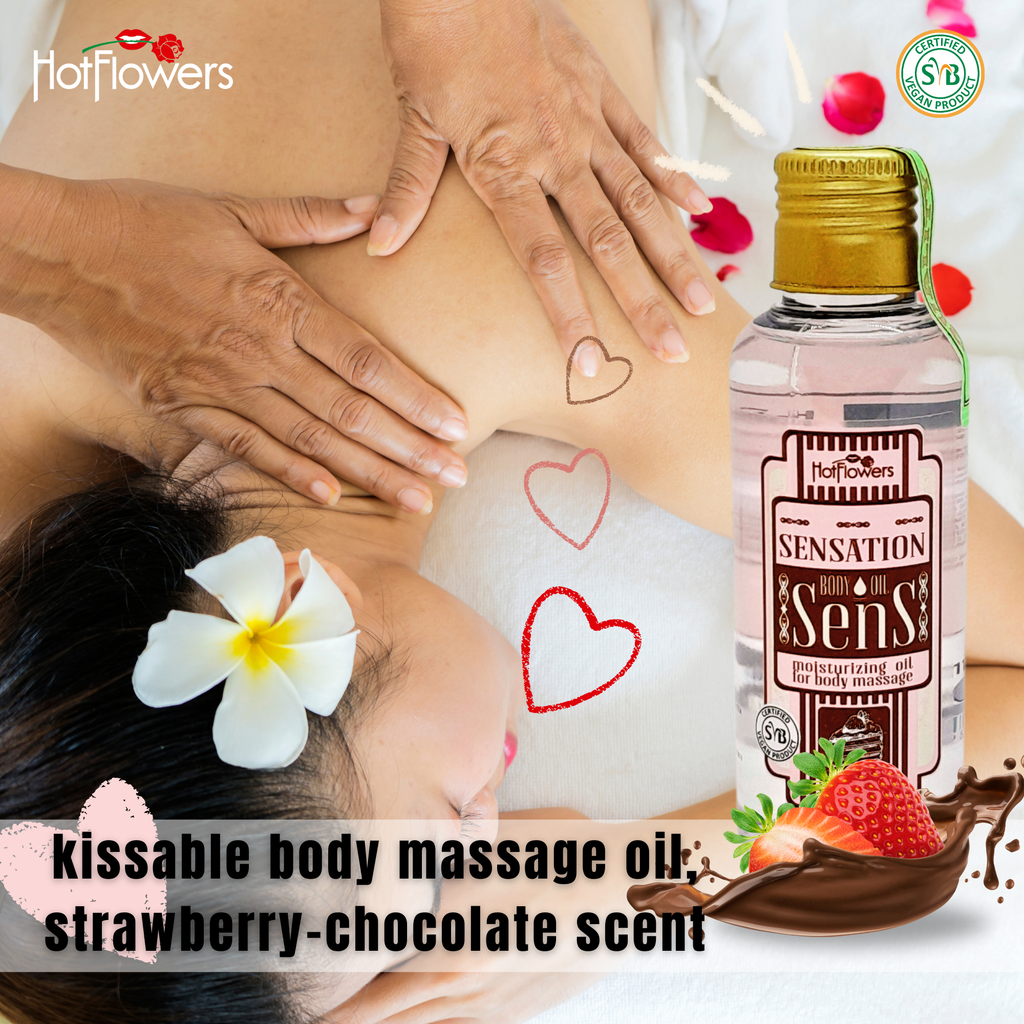 HOT FLOWERS Seins Sensations Body Sensual Kissable Massage Oil for Moisturizer and Nourish The Skin – Women and Couples
