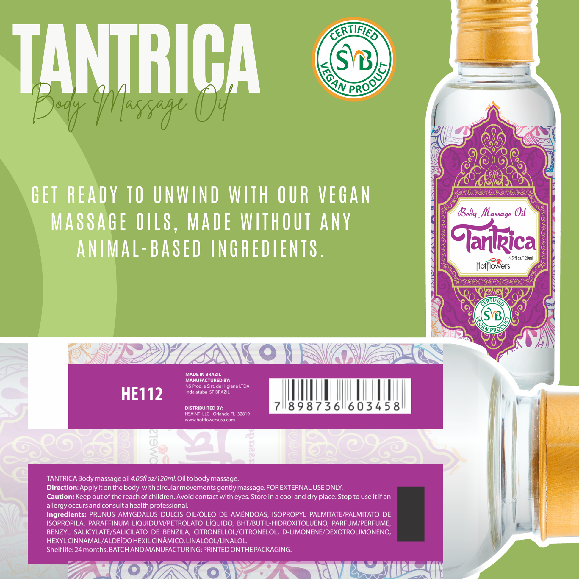 HOT FLOWERS Tantrica Body Sensual Massage Oil for Moisturizer and Nourish The Skin – Women and Couples