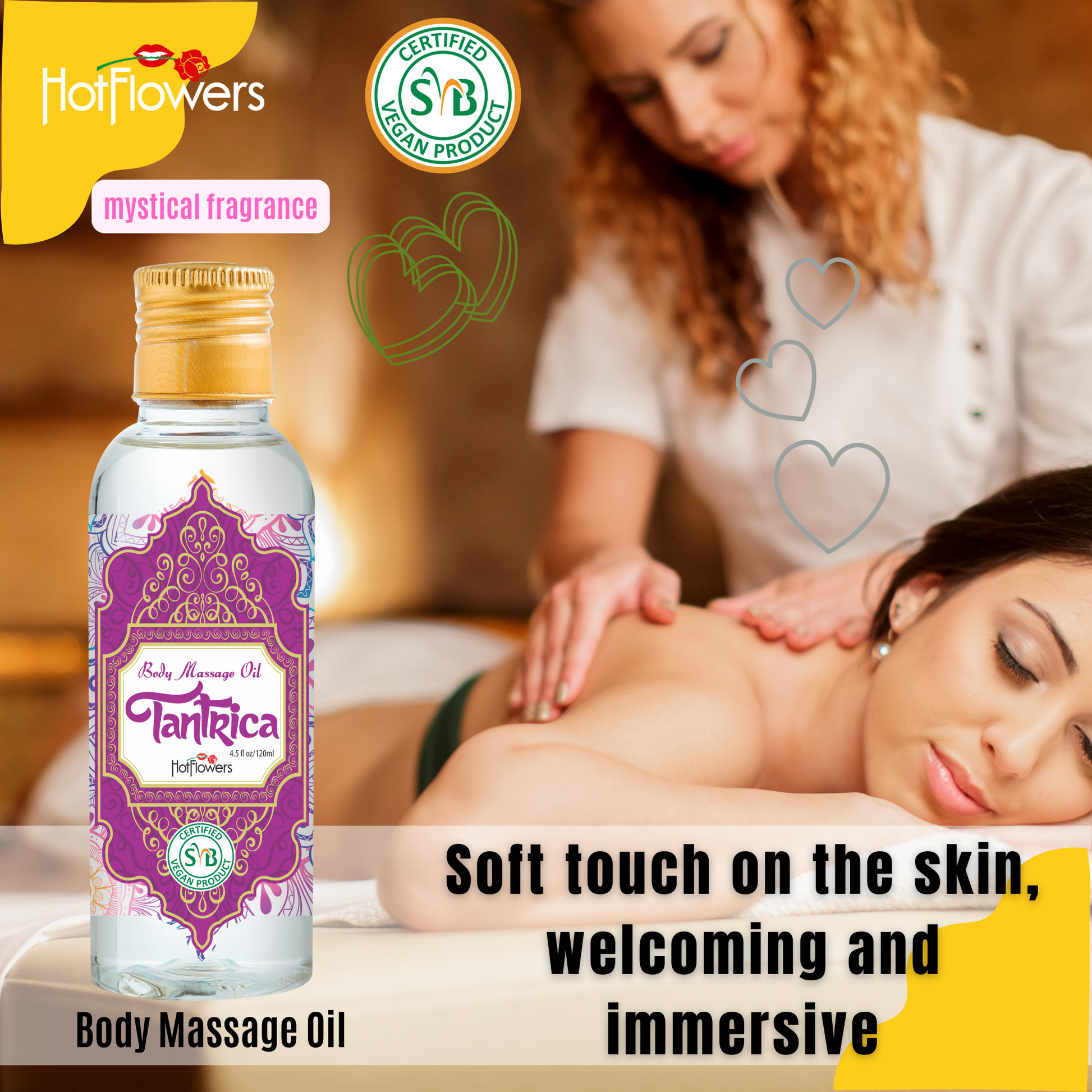 HOT FLOWERS Tantrica Body Sensual Massage Oil for Moisturizer and Nourish The Skin – Women and Couples