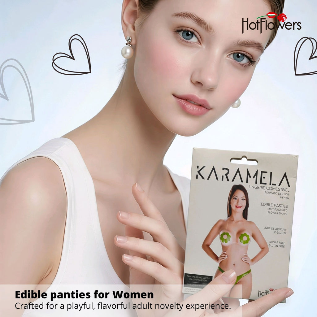 Karamela Edible Underwear for Women – 3-Piece Candy Lingerie Set with Star-Shaped Nipple Covers & Tie-Side Panties – Sugar-Free & Gluten-Free – Assorted Flavors