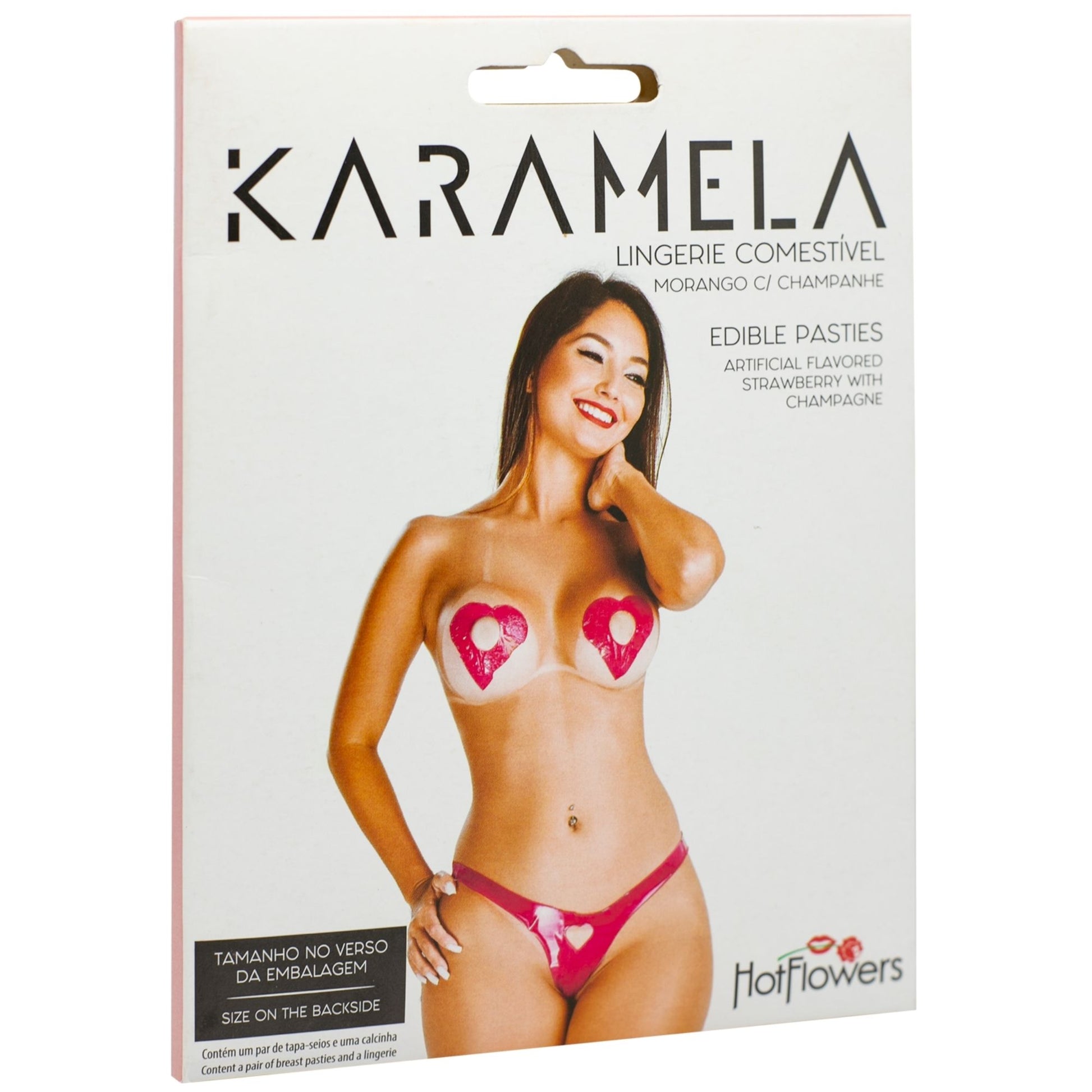 HOT FLOWERS Karamela Edible Underwear for Women -Candy Lingerie Set Heart-Shaped Nipple Covers & Tie-Side Panties - Mix