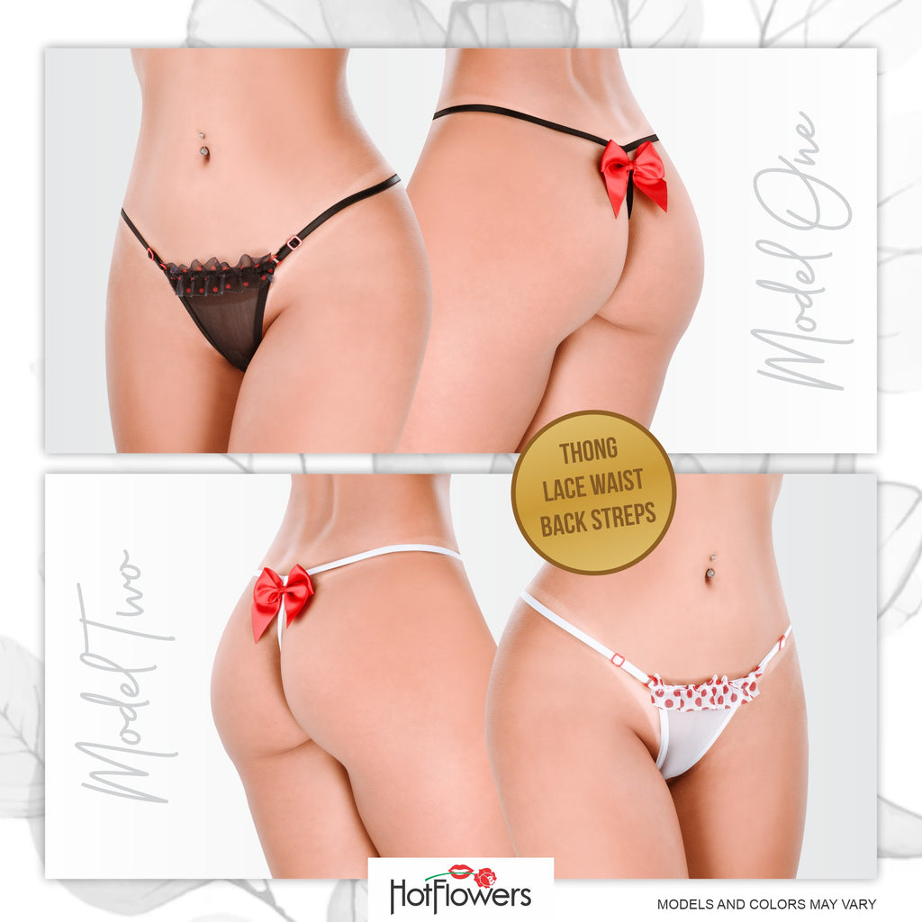 HOT FLOWERS Women Sexy Underwear Pack of 10 Variety of Panties - G-String Thongs Crotchless - Adjustable Waist – Multi-Color Set