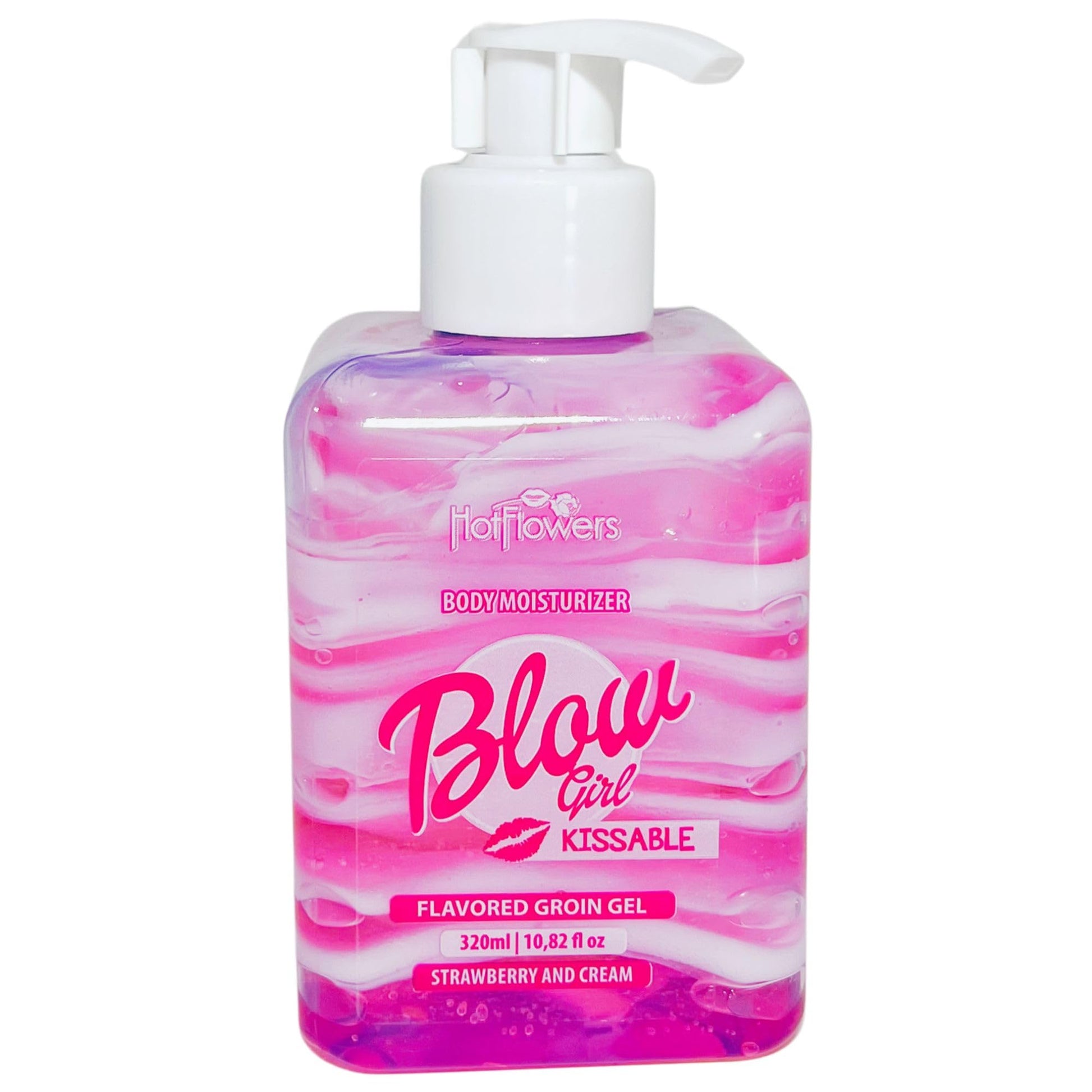 HOT FLOWERS Blow Girl Lickable Moisturizing Lotion – Strawberry & Cream Flavored Body Moisturizer – Softens & Hydrates Skin – 320ml (10.82 fl oz)