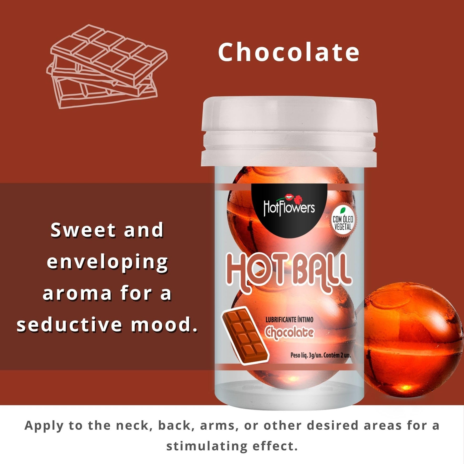 Hot Ball Flavored Kit – 4 Aromas: Strawberry Champagne, Mint, Chocolate & Red Fruits – Massage Oil Balls – Skin-Friendly Massage Beads - 2 Units Each
