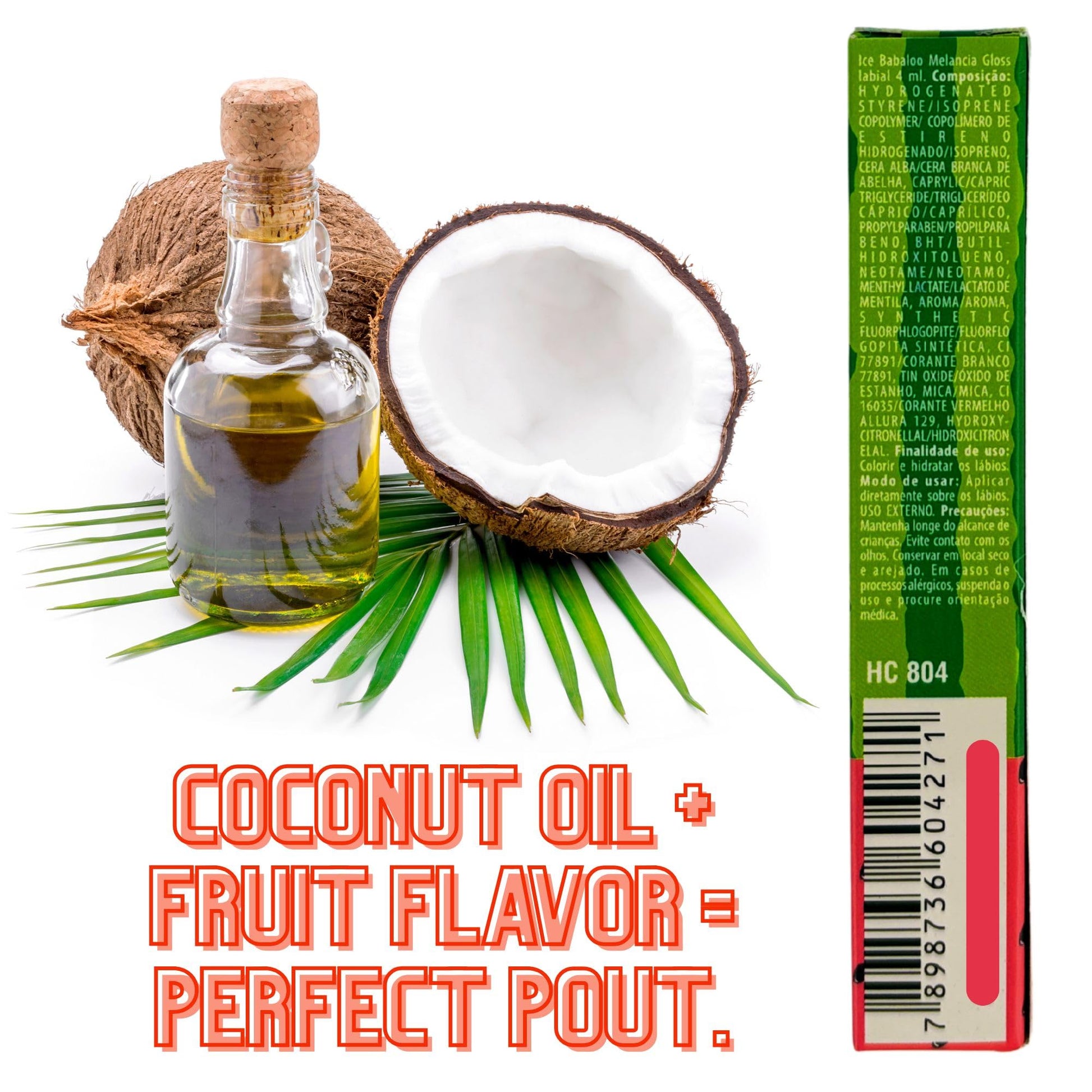HOT FLOWERS Ice Babaloo Lip Gloss – Moisturizing Gloss with Coconut Oil – Hydrating & Flavored – 15g