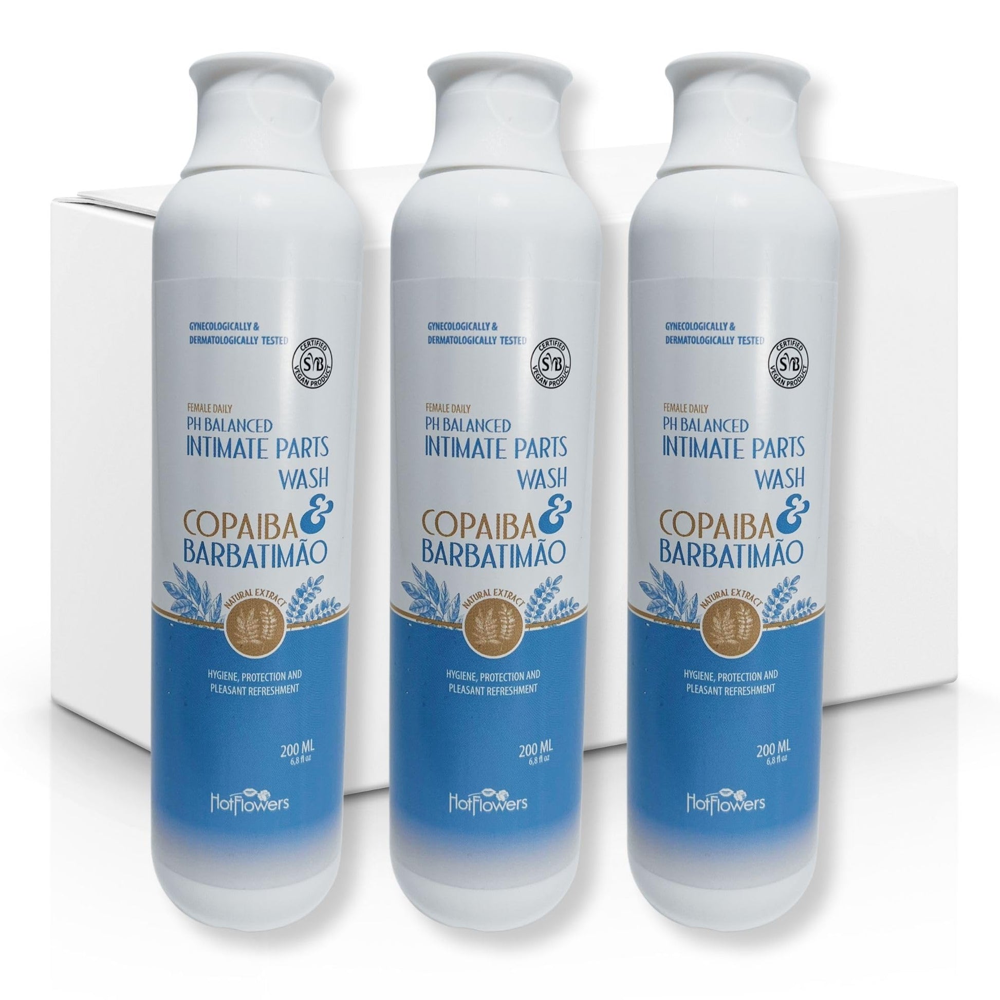 HOT FLOWERS Copaiba Barbatimao Feminine Wash for Intimate Care, Women pH Balanced for Essentials Body Health, Daily Use, Gynecologist and Dermatologist Tested, 4.4 fl oz