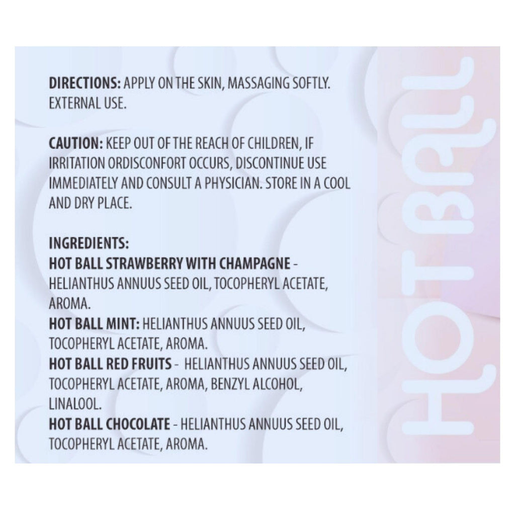 Hot Ball Flavored Kit – 4 Aromas: Strawberry Champagne, Mint, Chocolate & Red Fruits – Massage Oil Balls – Skin-Friendly Massage Beads - 2 Units Each