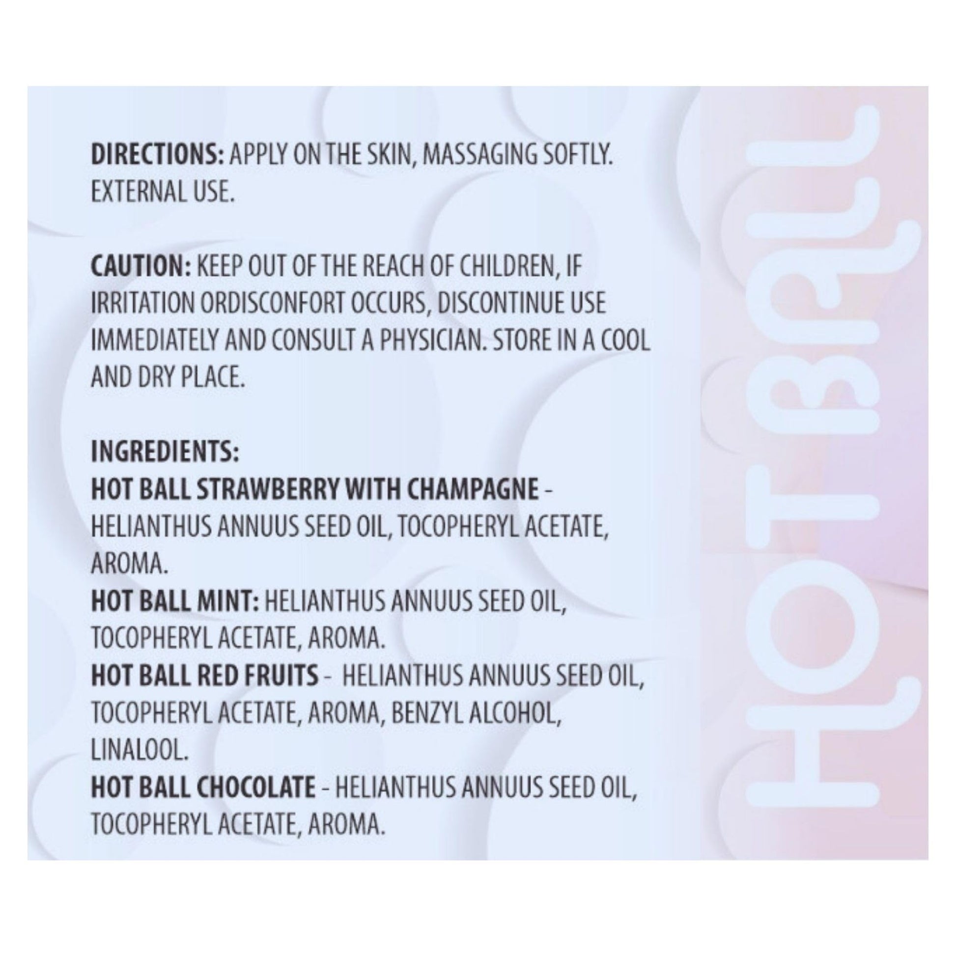 Hot Ball Flavored Kit – 4 Aromas: Strawberry Champagne, Mint, Chocolate & Red Fruits – Massage Oil Balls – Skin-Friendly Massage Beads - 2 Units Each
